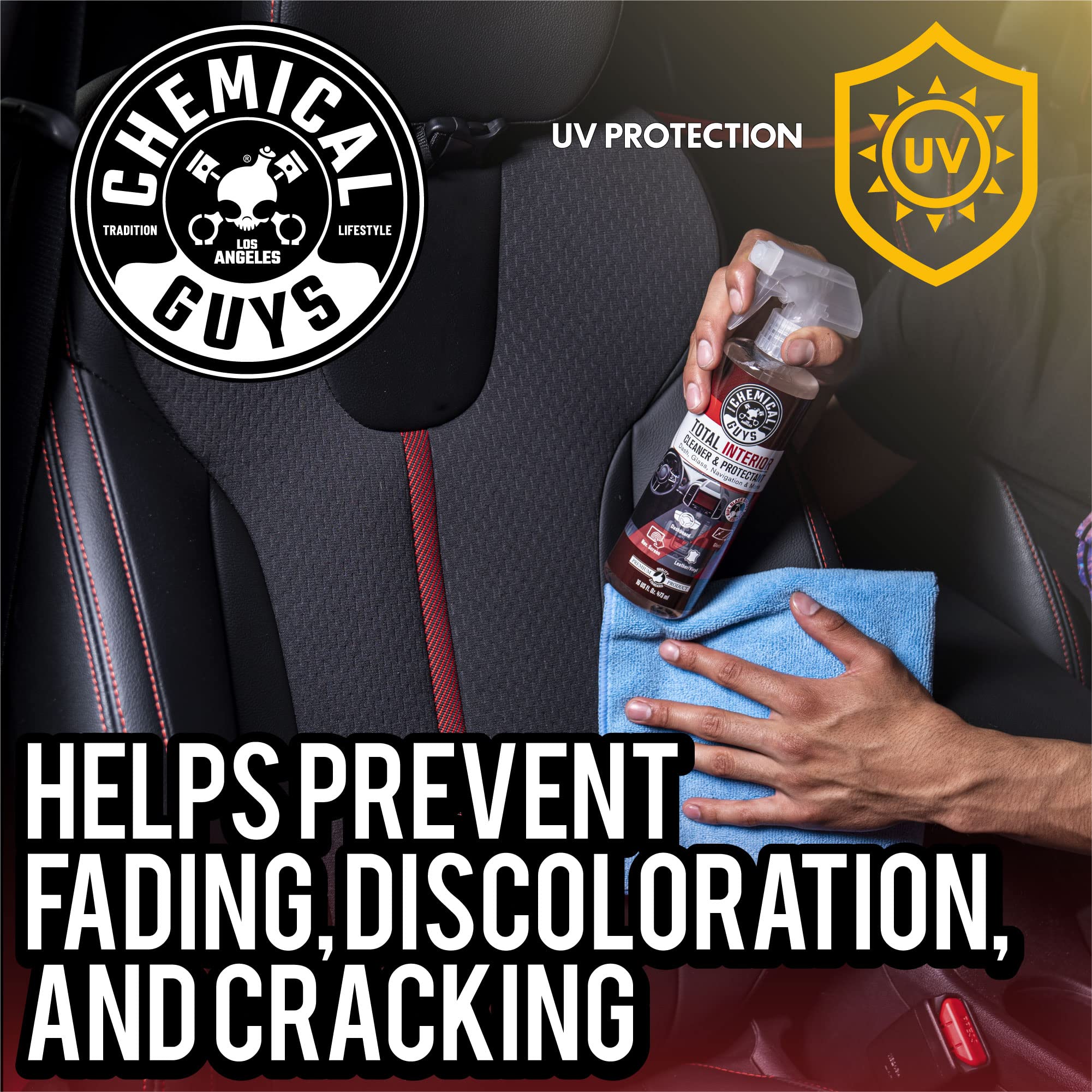 Chemical Guys Black Cherry Total Interior Cleaner & Protectant - Car Cleaning Spray, Cleans and Protects Leather, Vinyl, Plastic, Rubber, and Glass, Safe for Trucks, SUVs, Jeeps, RVs & More - 16 oz