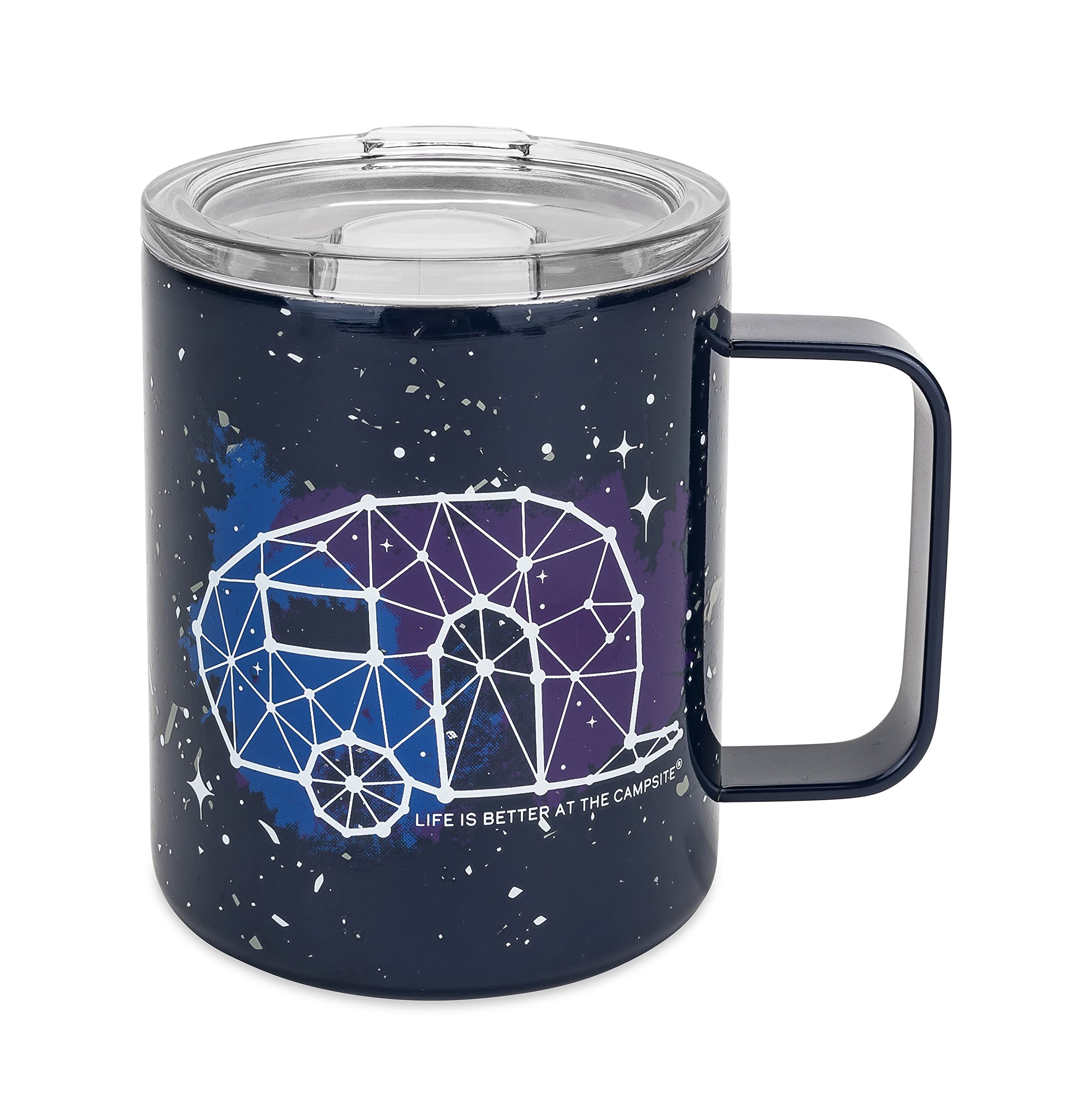 Stainless Steel Coffee Mug Camco Life is Better at The Campsite - Microwave & Dishwasher Safe - Features Double Wall Vacuum Insulation & RV Constellation Design - Holds 14oz. (53310)