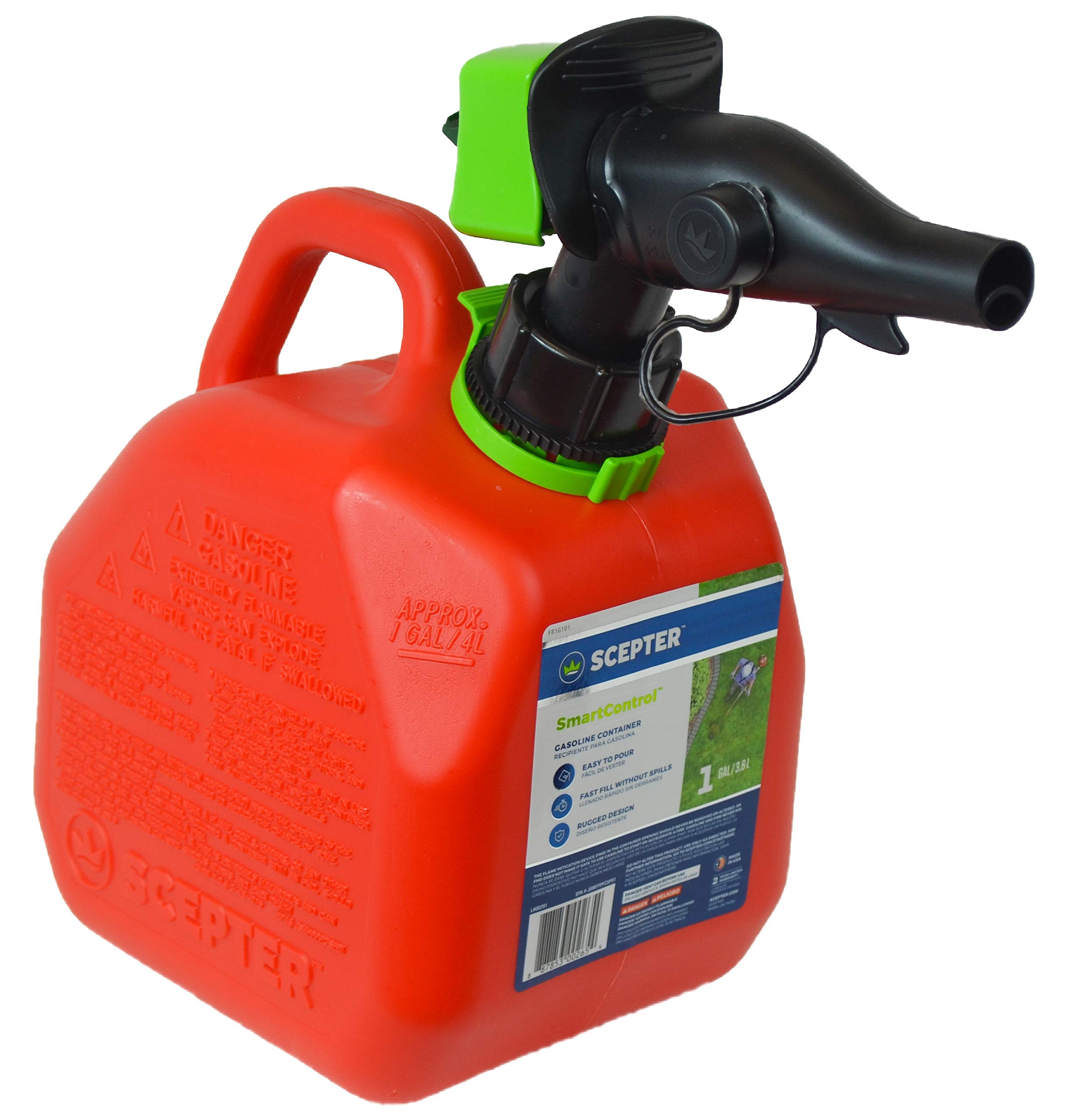 1 gal. Gas Can,Red,PP,11-3/4"Hx5-61/64"W