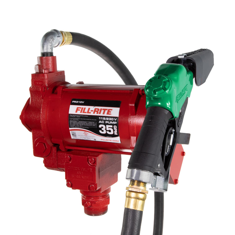 Fill-Rite 35 GPM FR310VB Fuel Transfer Pump w/Discharge Hose & Automatic Nozzle 115V/230V (Green)