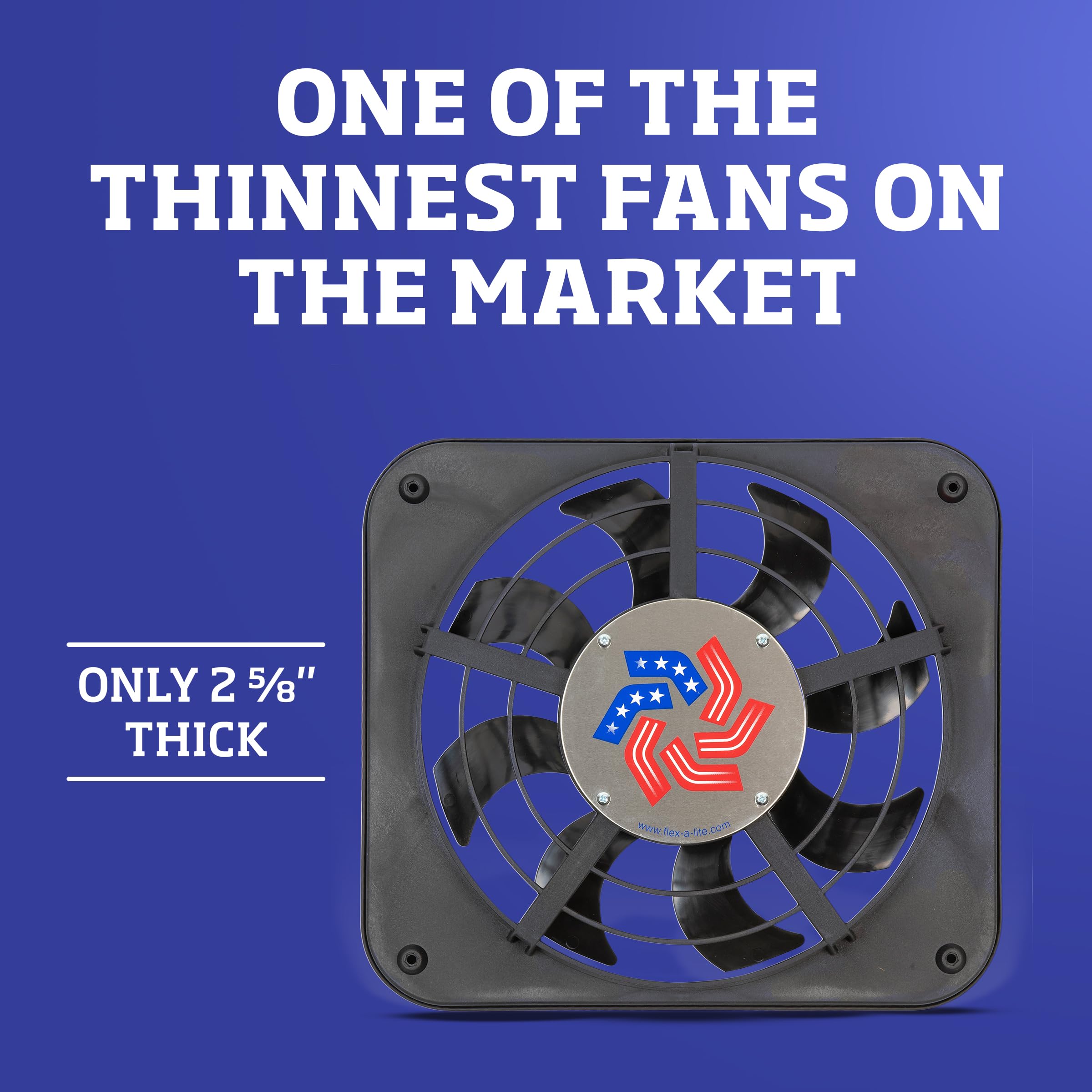 Lo-Profile Flex-A-Lite S-Blade Electric Fan, Puller Fan (123), Car Accessories, 12-1/8 Inches, Black