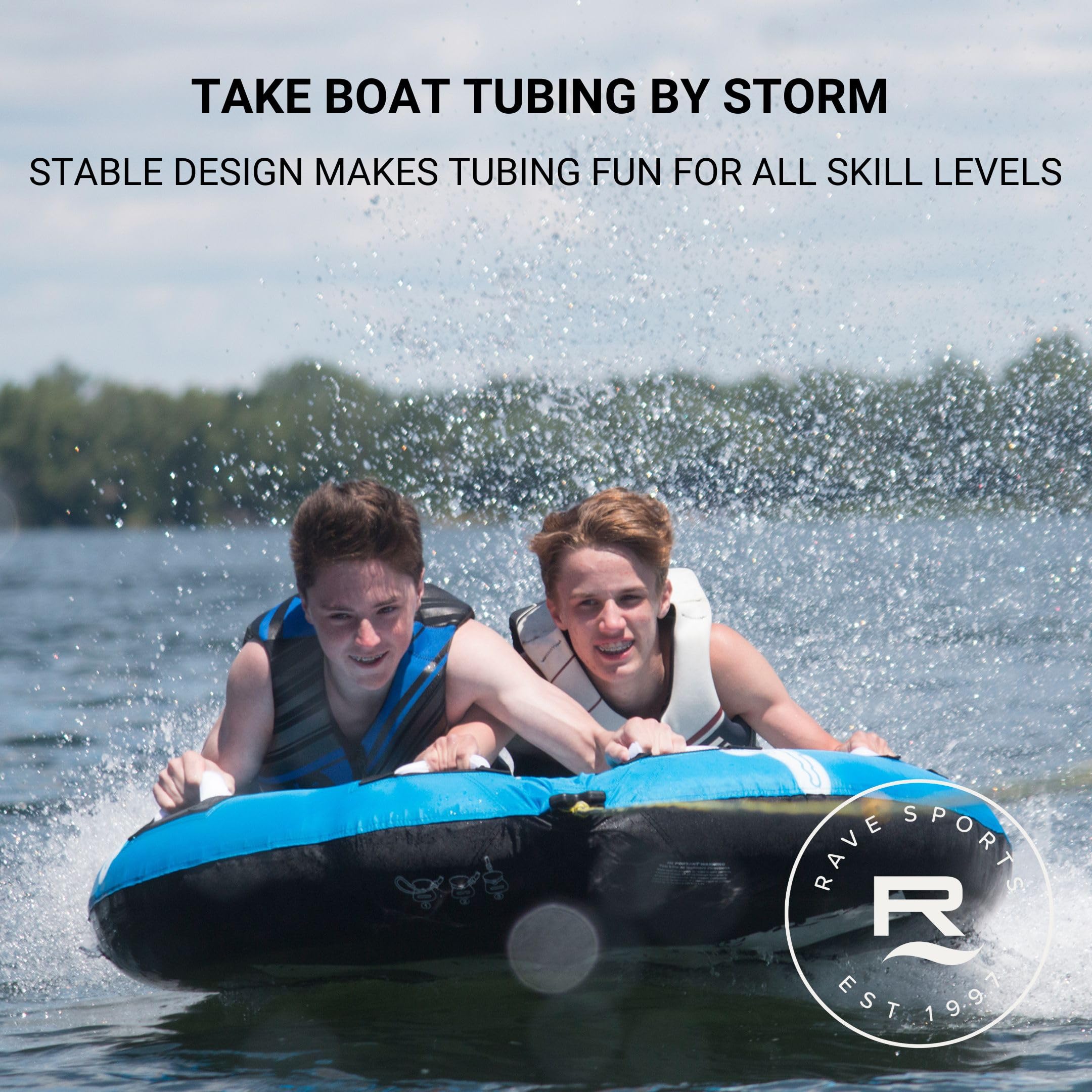 Rave Sports Boat Storm Towable Tube - Inflatable Tube for 1-2 Boating