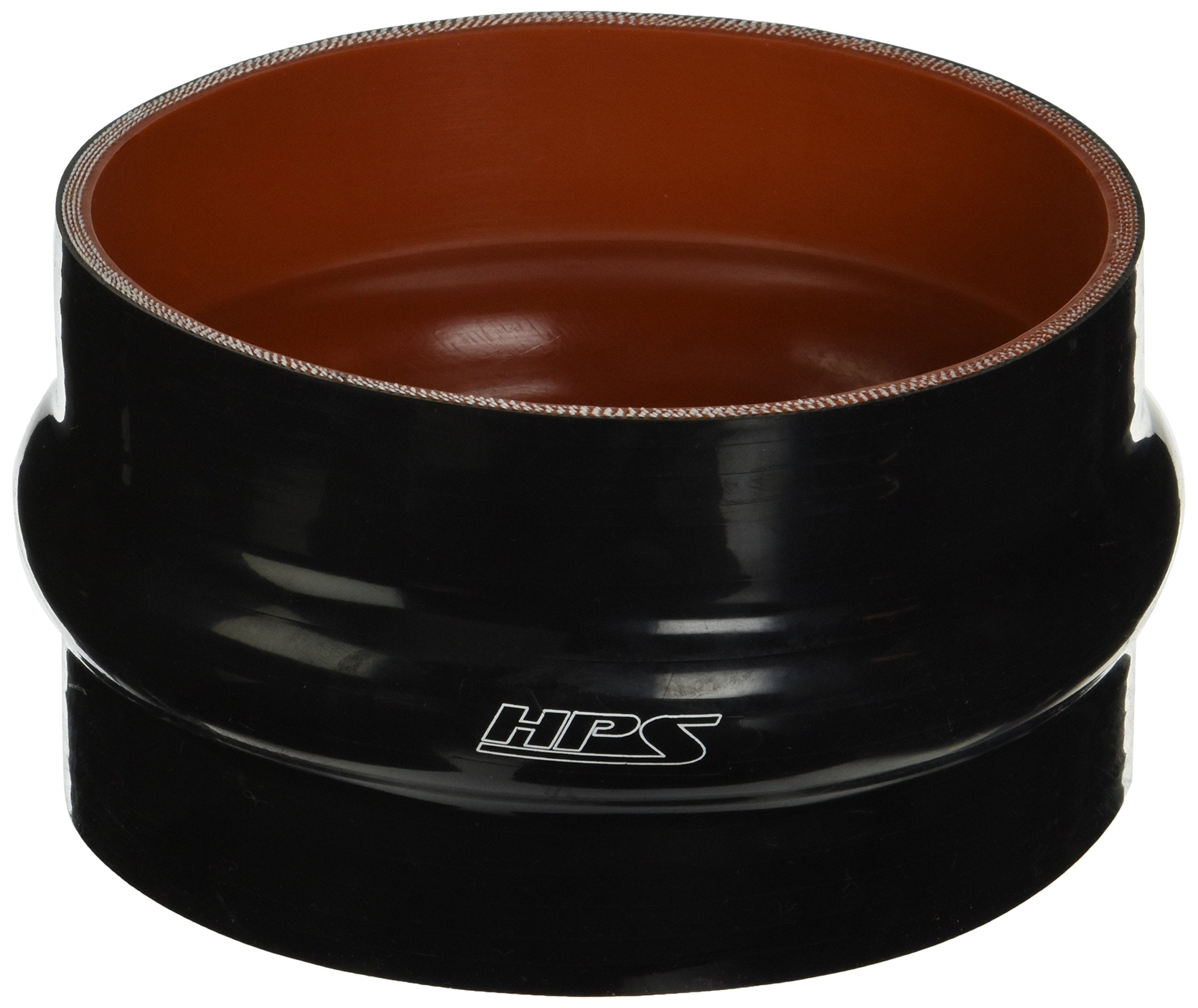 HPS HTSHC-500-BLK High Temperature Silicone 4-ply Reinforced Straight Hump Coupler Hose, 40 PSI Maximum Pressure, 3" Length, 5" ID, Black