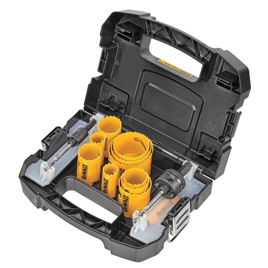 DEWALT 14-Piece Hole Saw Kit, Includes 2 Quick Change Mandrels and Pilot Point Bits (D180005)