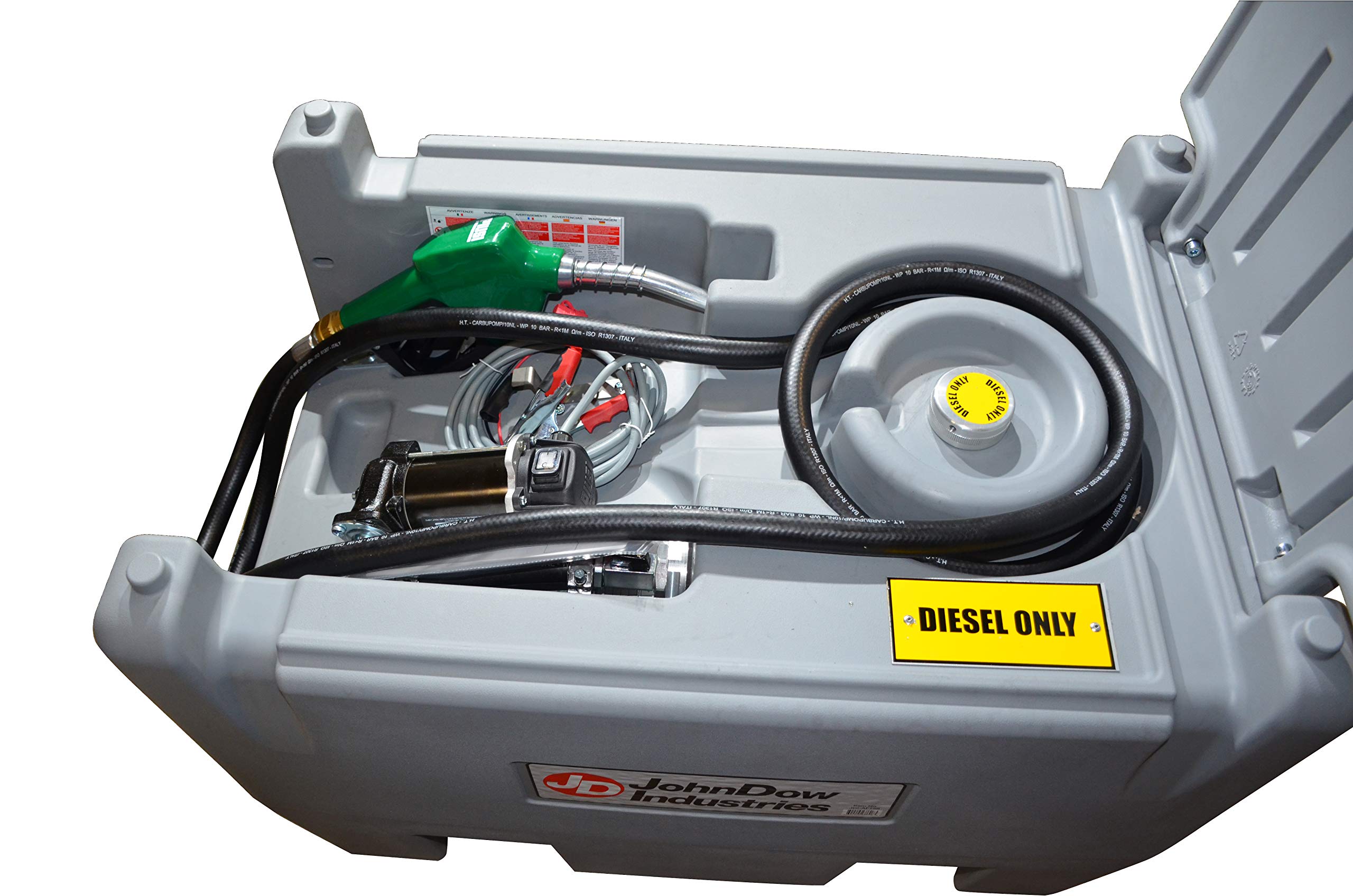 JDI-AFT58 JohnDow Industries, 58 - Gallon Diesel Transfer Tank with Built in 12 volt Electric Pump and Automatic Shut Off Nozzle