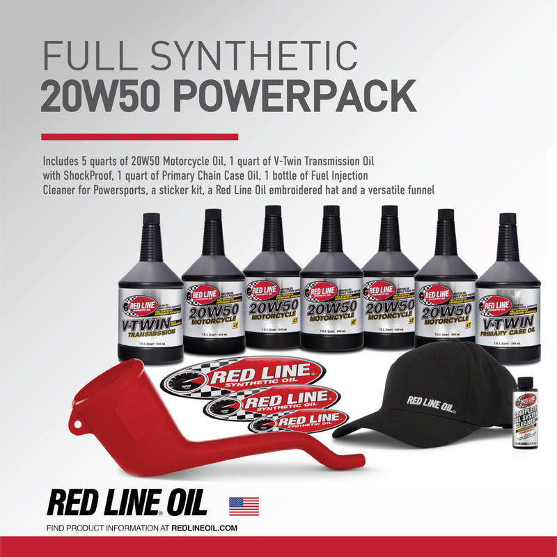 20W50 Red Line Powersport Motor Oil V-Twin - 1 Powerpack Kit