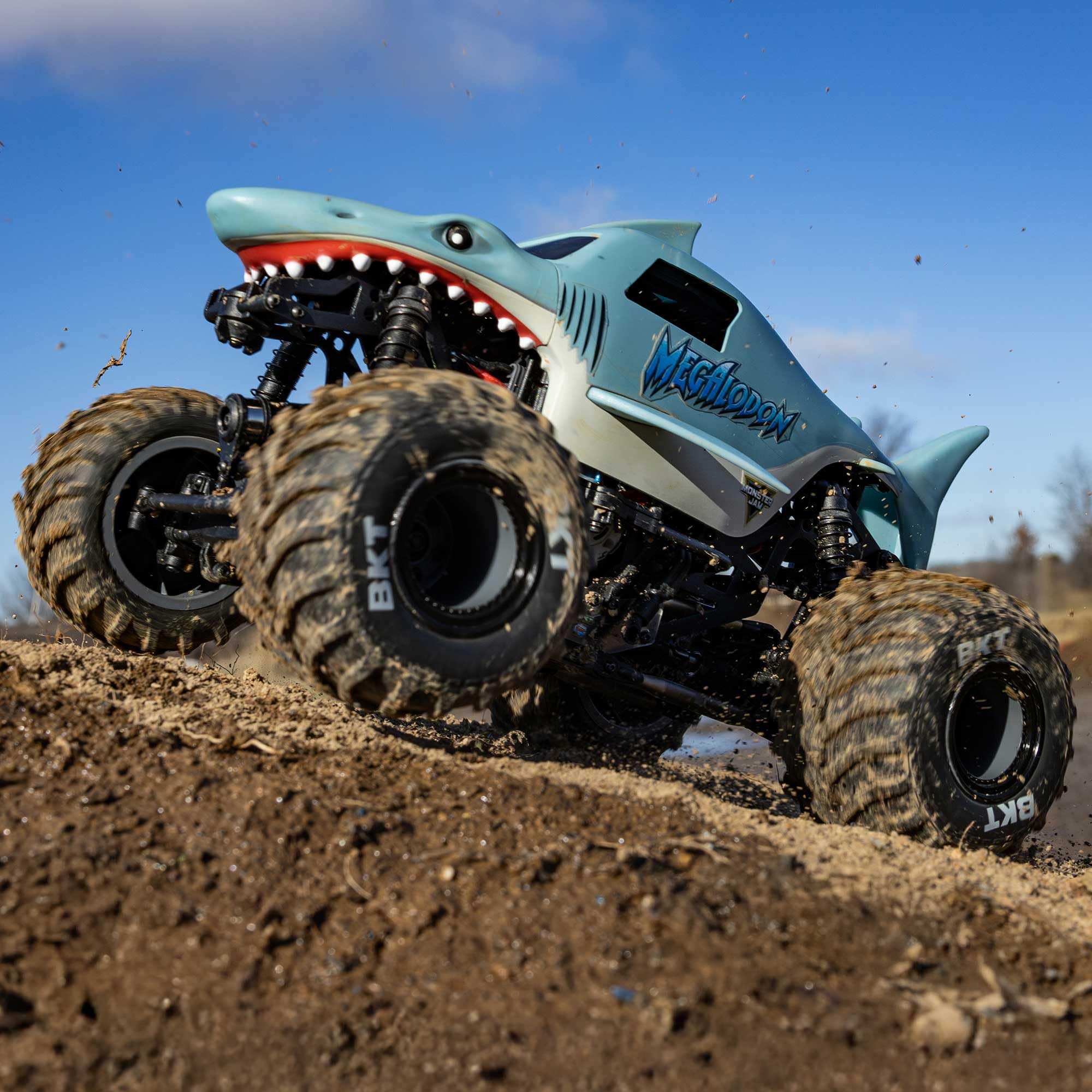 Losi 1/18 Mini Megalodon LMT 2S 4X4 RTR Brushed Monster Truck Battery & Charger Included Blue LOS01026T3