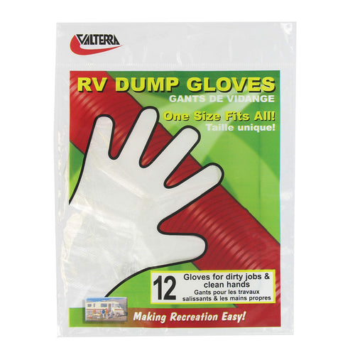 D04-0108 Valterra RV Dump Gloves - Bag of 12, One Size, Clear, Protective Gloves