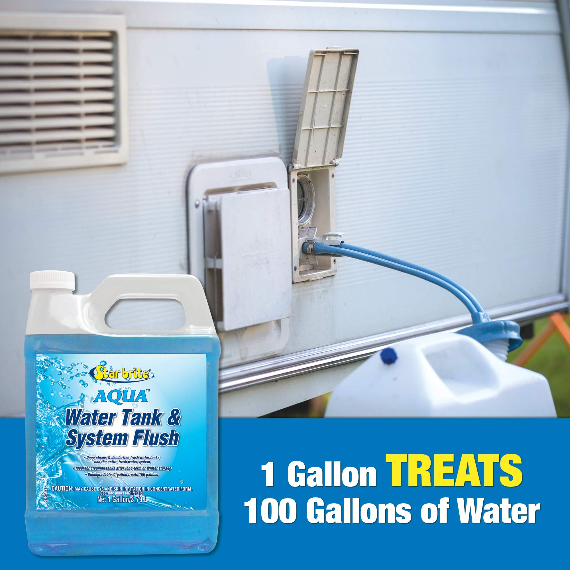 Aqua STAR BRITE Water Tank & System Flush - Deep Cleans & Deodorizes Fresh Water Tanks & Entire Drinking Water System - Ideal for Boats & RVs Coming Out of Storage 1 GAL (032300)