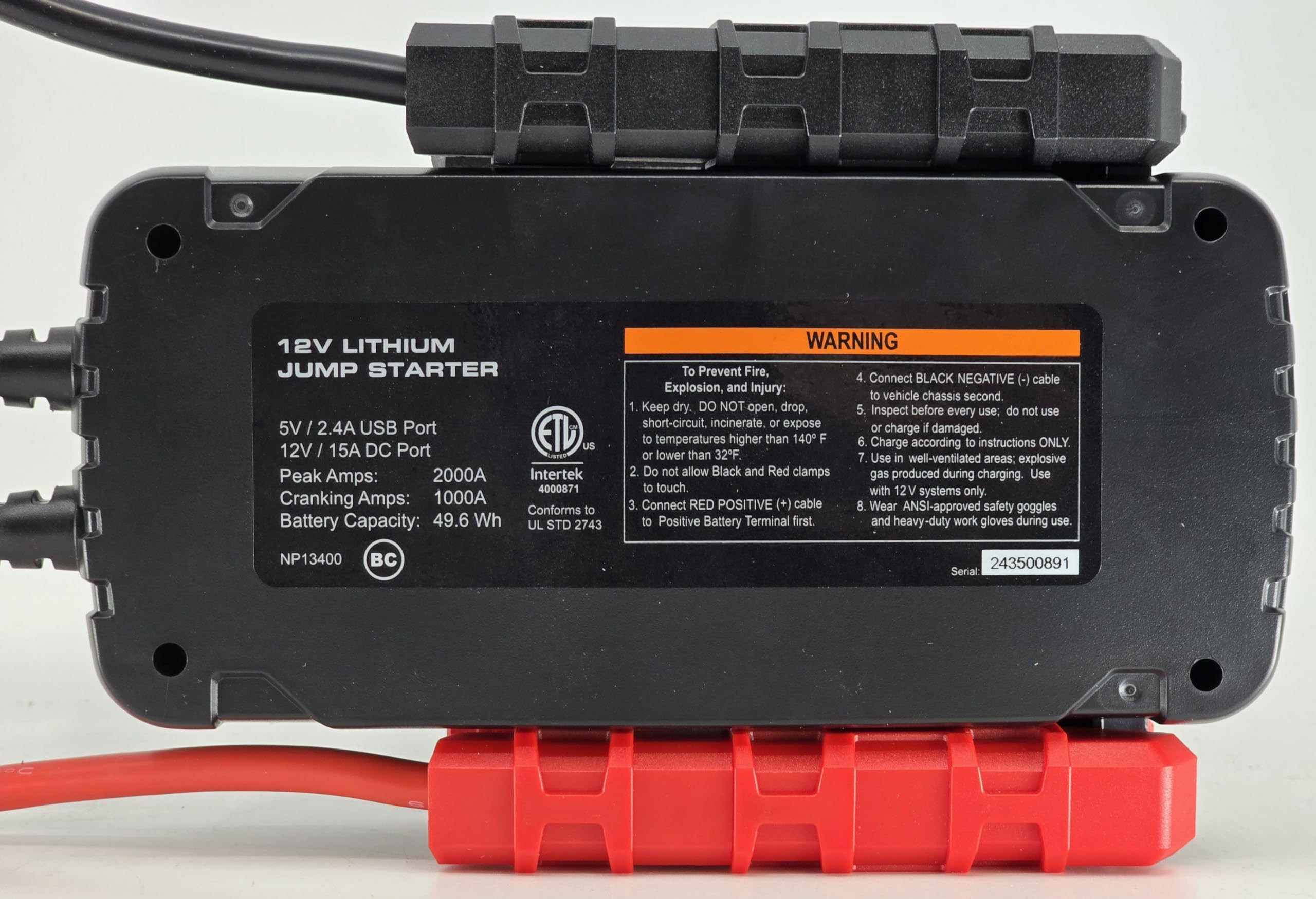 2000 Amp PowerMax Lithium Jump Starter