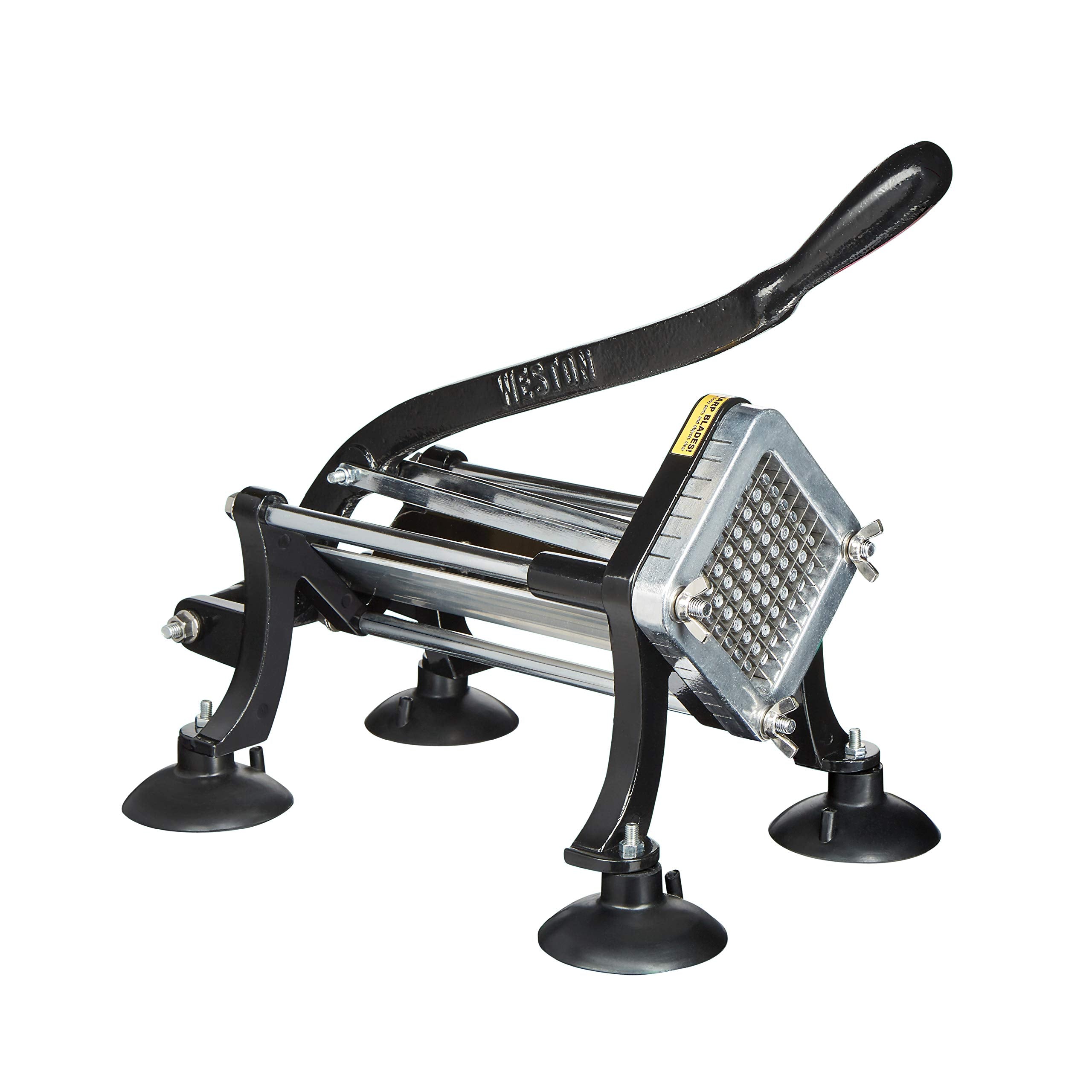 Weston French Fry Cutter Professional for Potatoes and Vegetable Dicer, 3/8” Stainless Steel Cutting Blade, Suction Cup and Wall-Mount Feet, Restaurant-Quality, Black (36-3550-W)