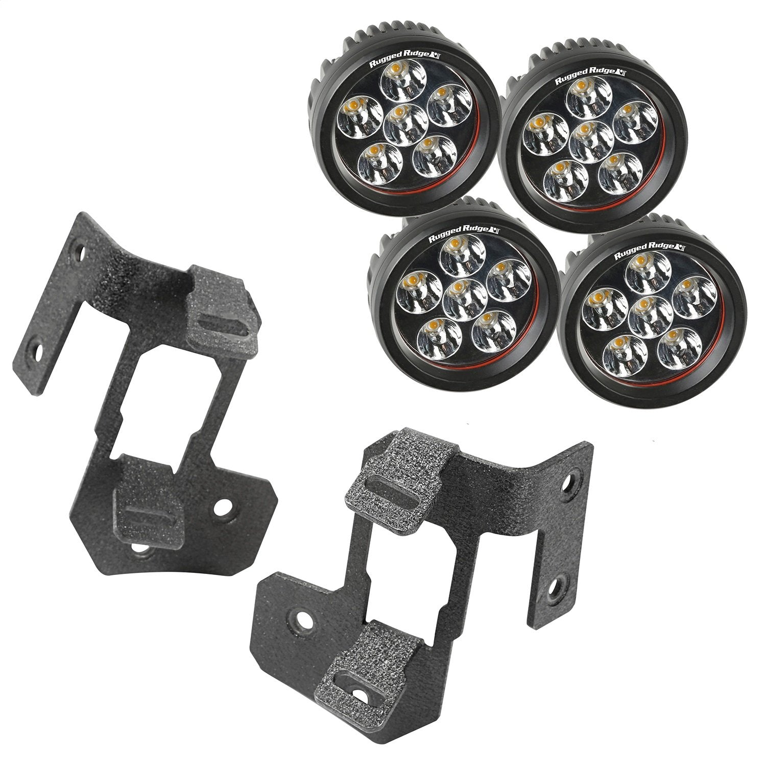 Rugged Ridge Light Mount Kit for JK/JKU Jeep Wrangler | A-Pillar, Round LED | 11232.34 | Fits 2007-2018 Jeep Wrangler JK/JKU