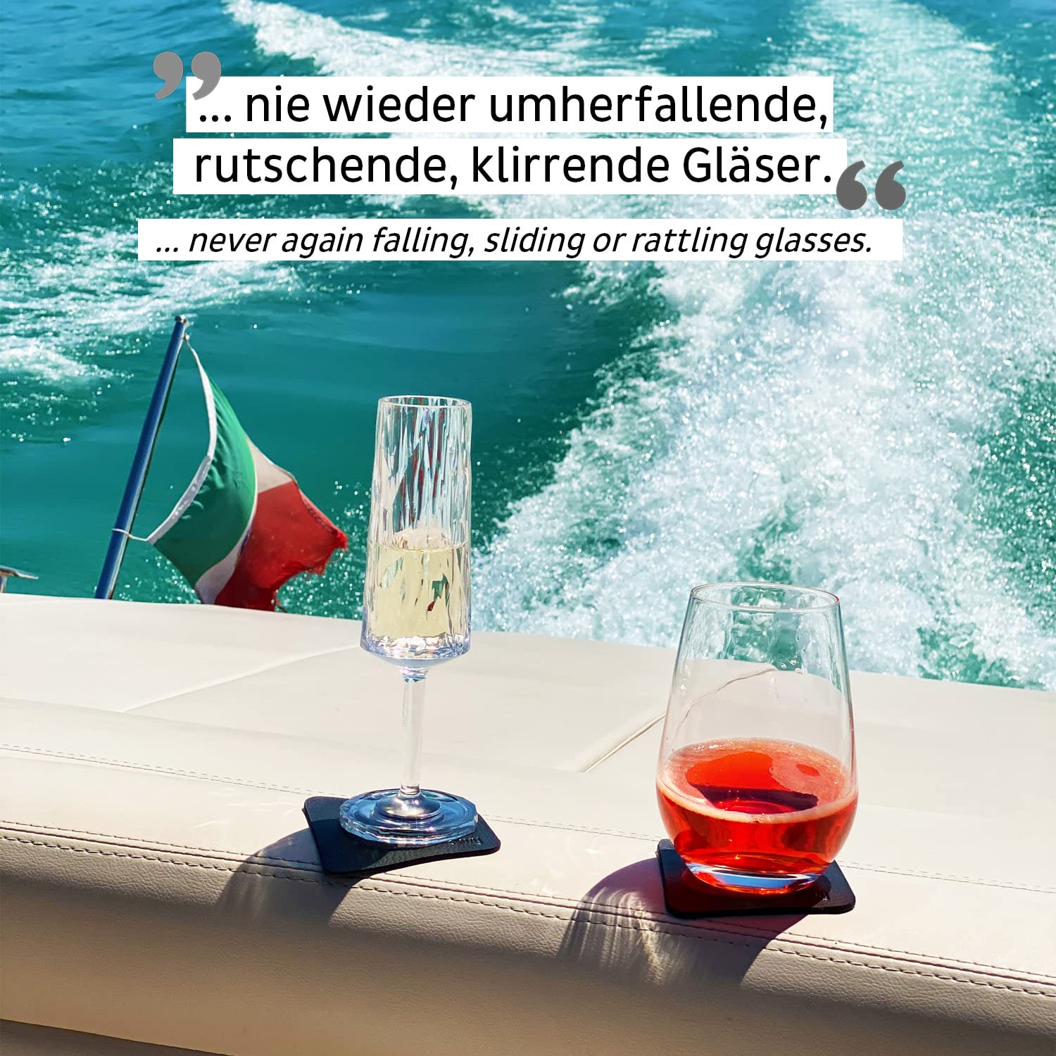 silwy Magnetic System, Integrated Magnet Crystal Glasses and Metallic Coasters – Non-Slip Camping Glasses, Boat Yacht Accessories // longdrink