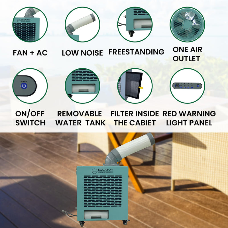 3-in-1 Equator AC Heat Air 9000BTU Outdoor Air Conditioner IP24 Casters 110V