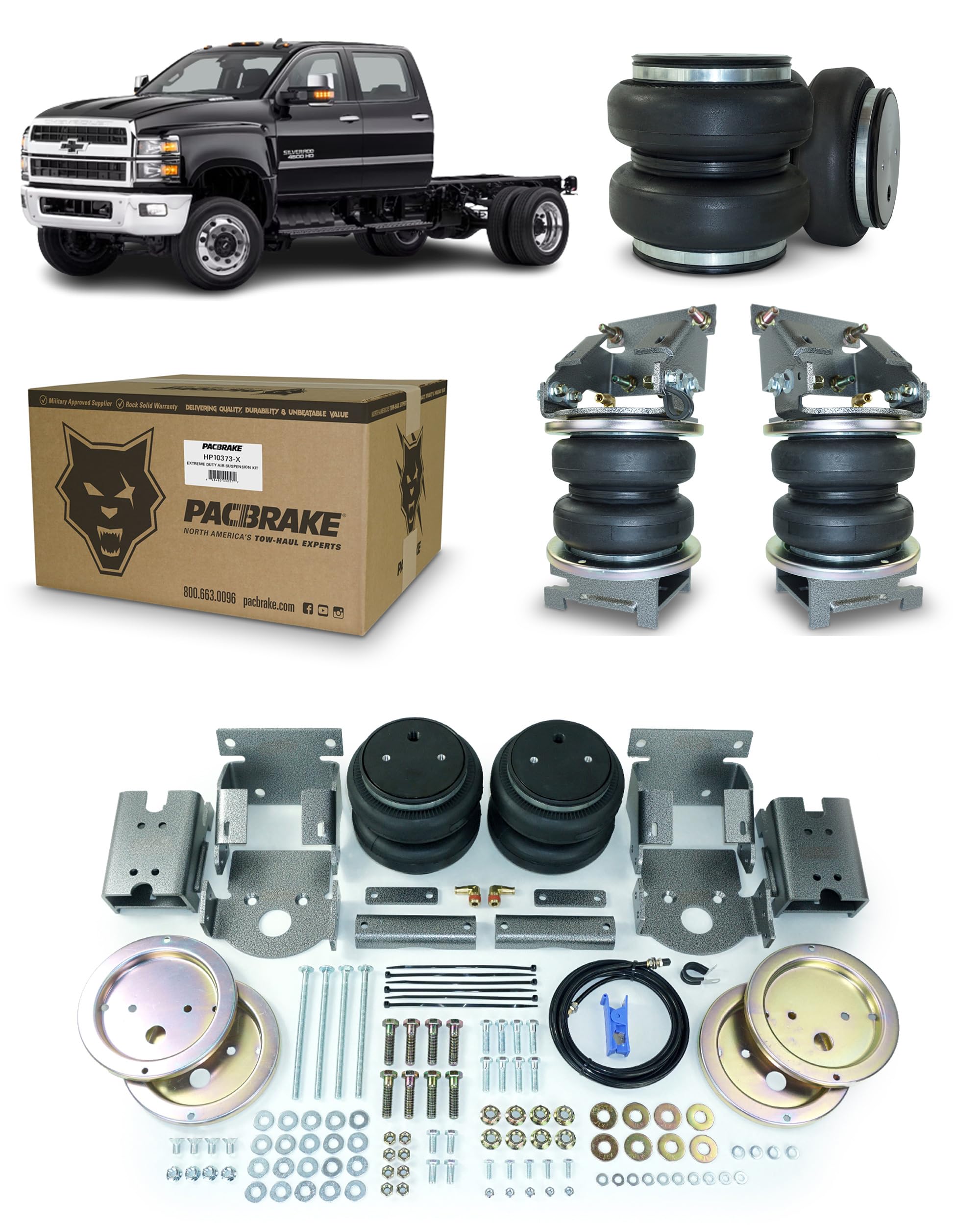 Pacbrake ALPHA XD 7500lb Air Suspension Kit compatible with Chevrolet Silverado 4500HD/5500HD 2018-2023 HP10373-X