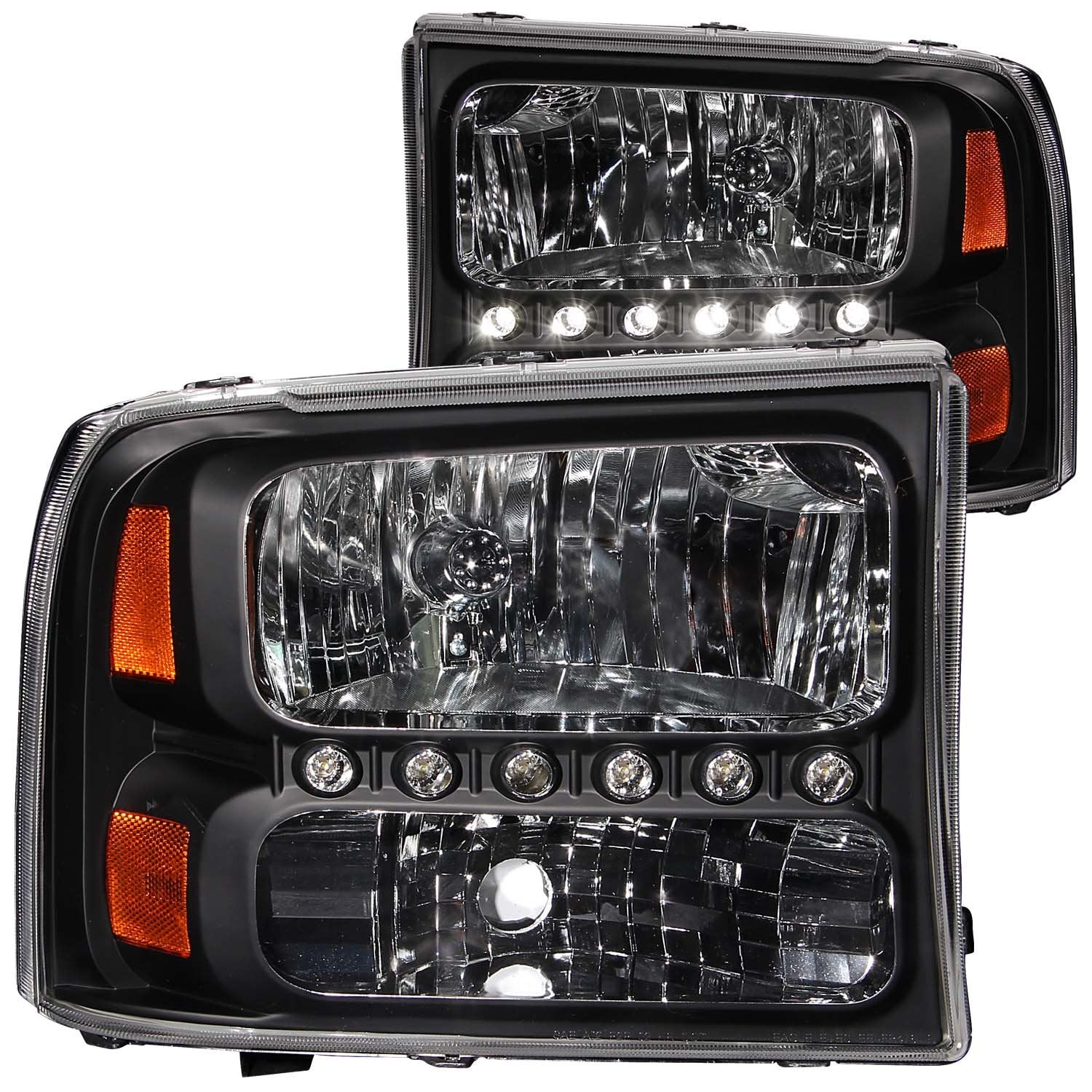 Headlight Assembly Anzo USA 111106 w/LED Strip Clear Lens Pair Black 1pc