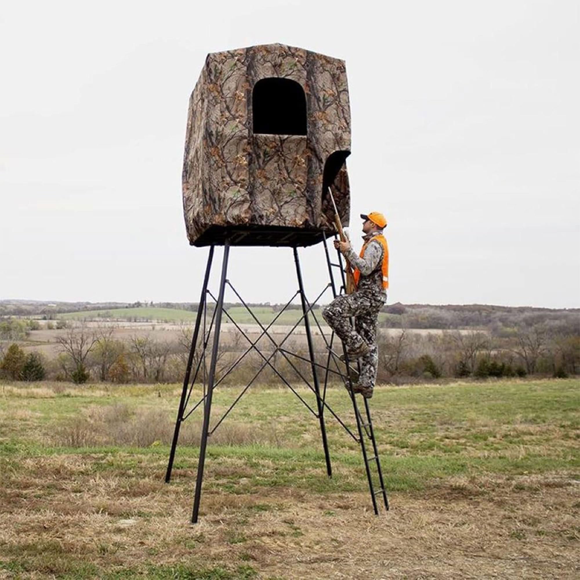 7' Tall MUDDY Quad Pod Steel Hunting Blind Cover with 4 Zippered Windows (Stand Not Included) - Portable Camouflage Shelter and Gear