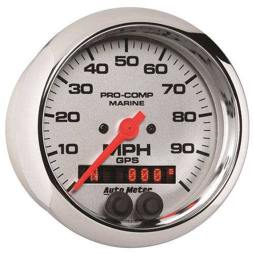 Speedometer AutoMeter Gauge, 3 3/8", 100Mph, GPS, Marine Chrome (200636-35),Multi