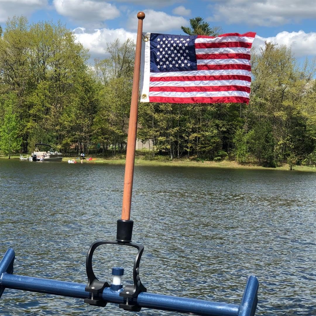 Taylor Made Flagpole Mount KW-Series for Boats, Universal Clamp-On Mount, Fits 3/4", 1", 1-1/4" Flagpoles, No Drilling Required, Mounting Hardware Included