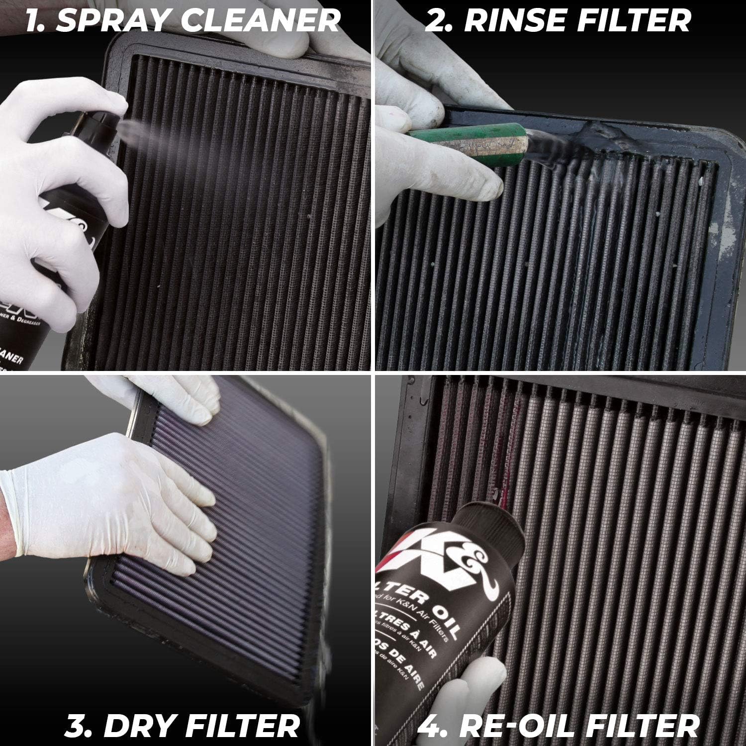K&N Cleaning Kit Air Filter: Squeeze Bottle Filter Cleaner and Black Oil Kit; Restores Engine Air Filter Performance; Service Kit-99-5050BK