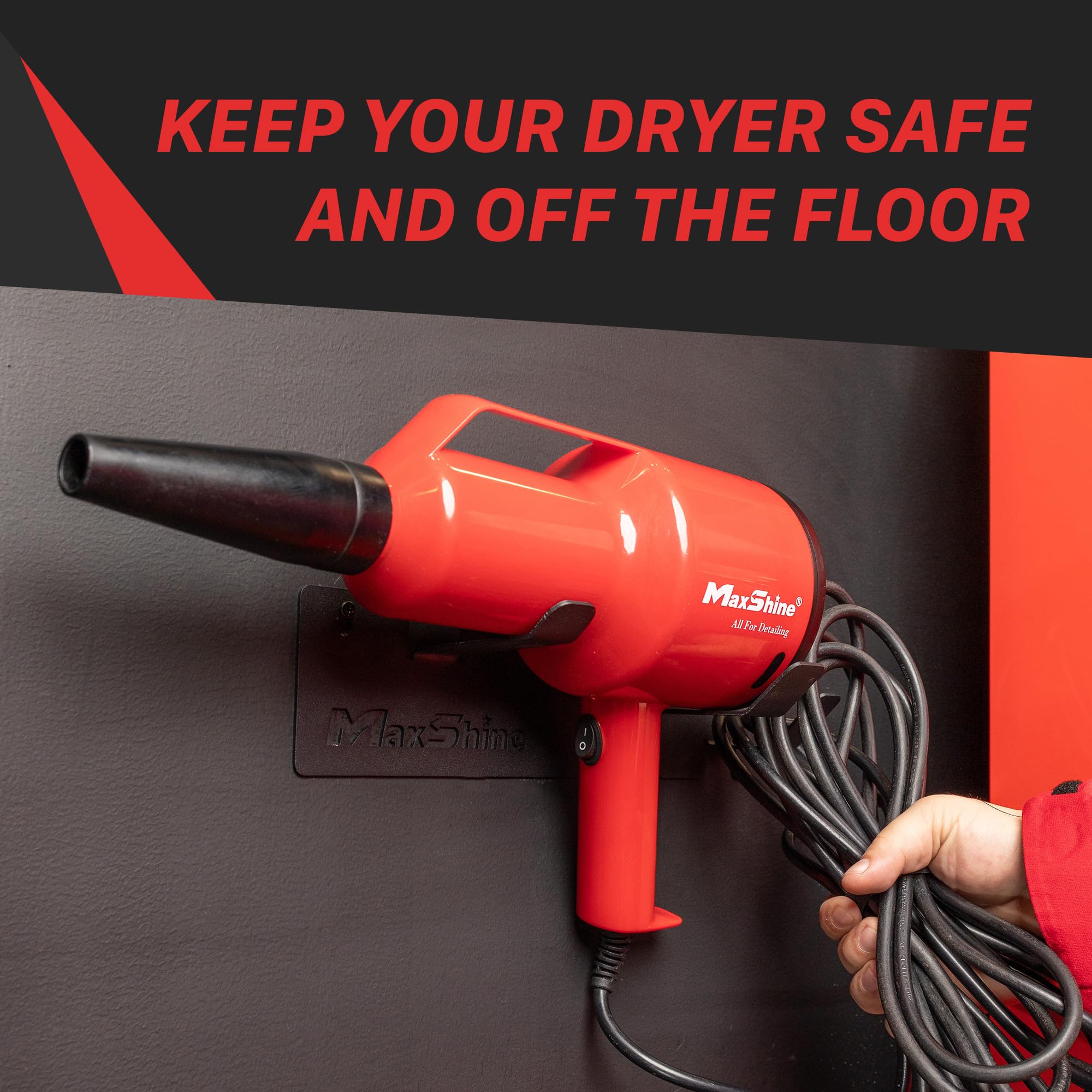 Maxshine Handheld Mini Dryer Holder - Wall-Mounted Holder for Securing Your Car Air Dryer, Durable and Space-Saving Organizer for Garage or Mobile Car Detailing