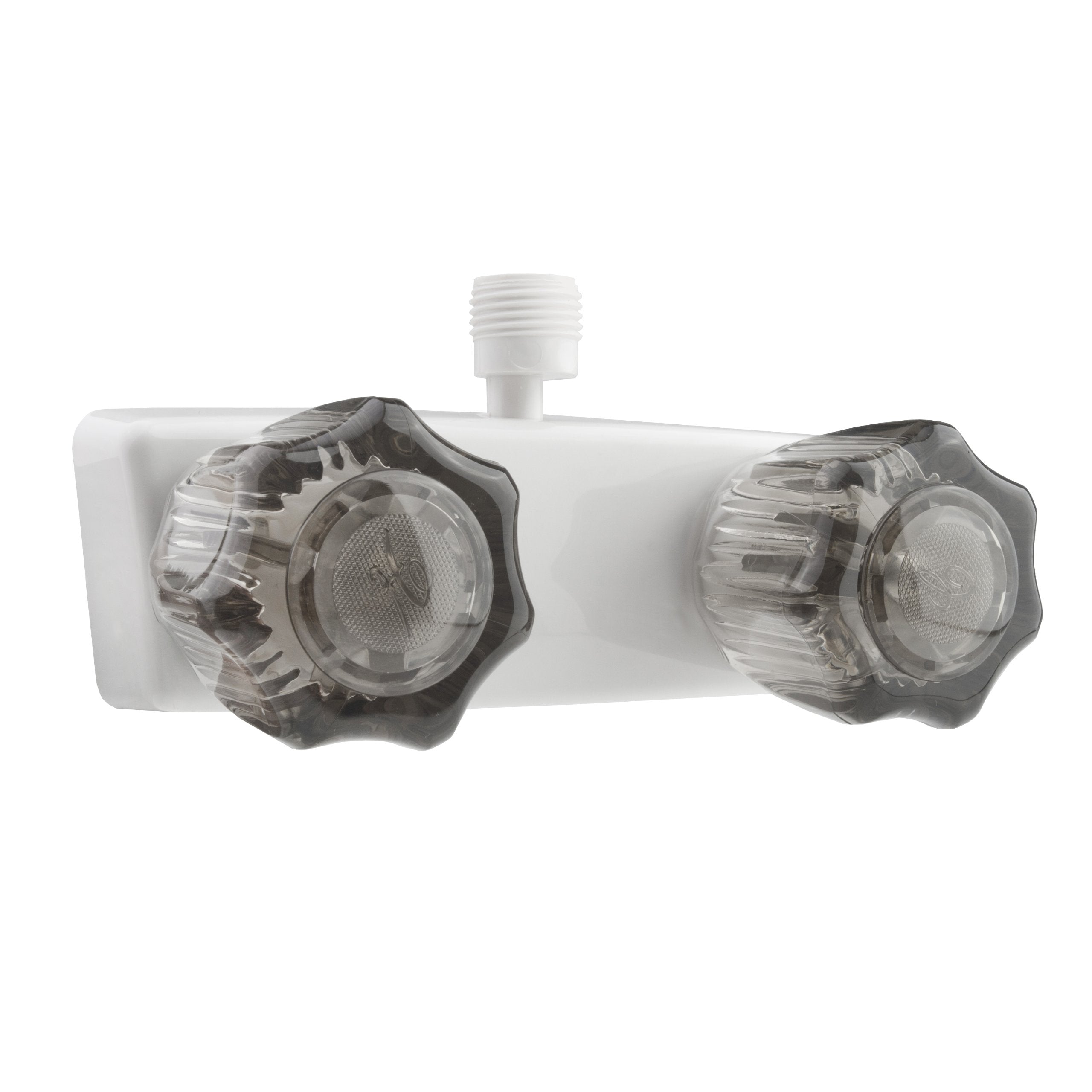 Dura Faucet RV/Motorhome/Trailer DF-SA100S-WT Shower Faucet Valve Diverter with Smoked Acrylic Knobs (White)