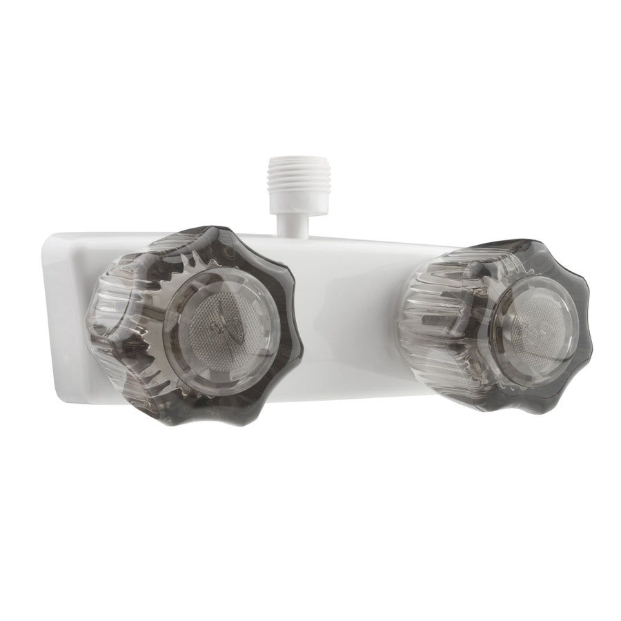 Dura Faucet RV/Motorhome/Trailer DF-SA100S-WT Shower Faucet Valve Diverter with Smoked Acrylic Knobs (White)