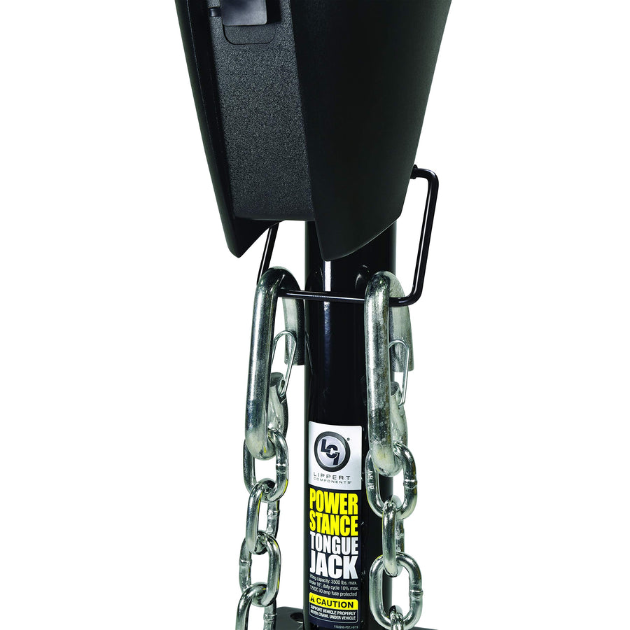 Power Stance Tongue Jack - Lippert Components with Optional 2-Way to 7-Way powering System for RVs