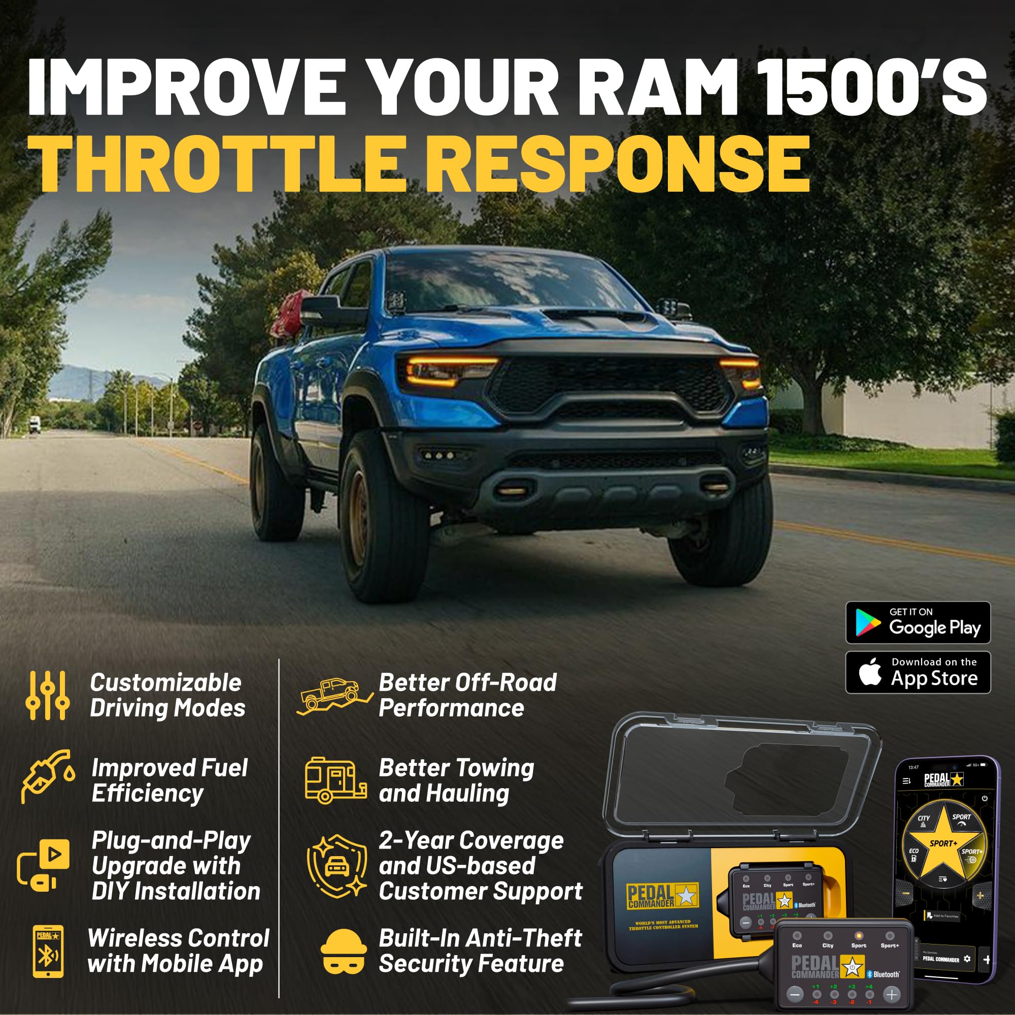Throttle Response Controller PEDAL COMMANDER for Ram 1500 New Body 2019-2025