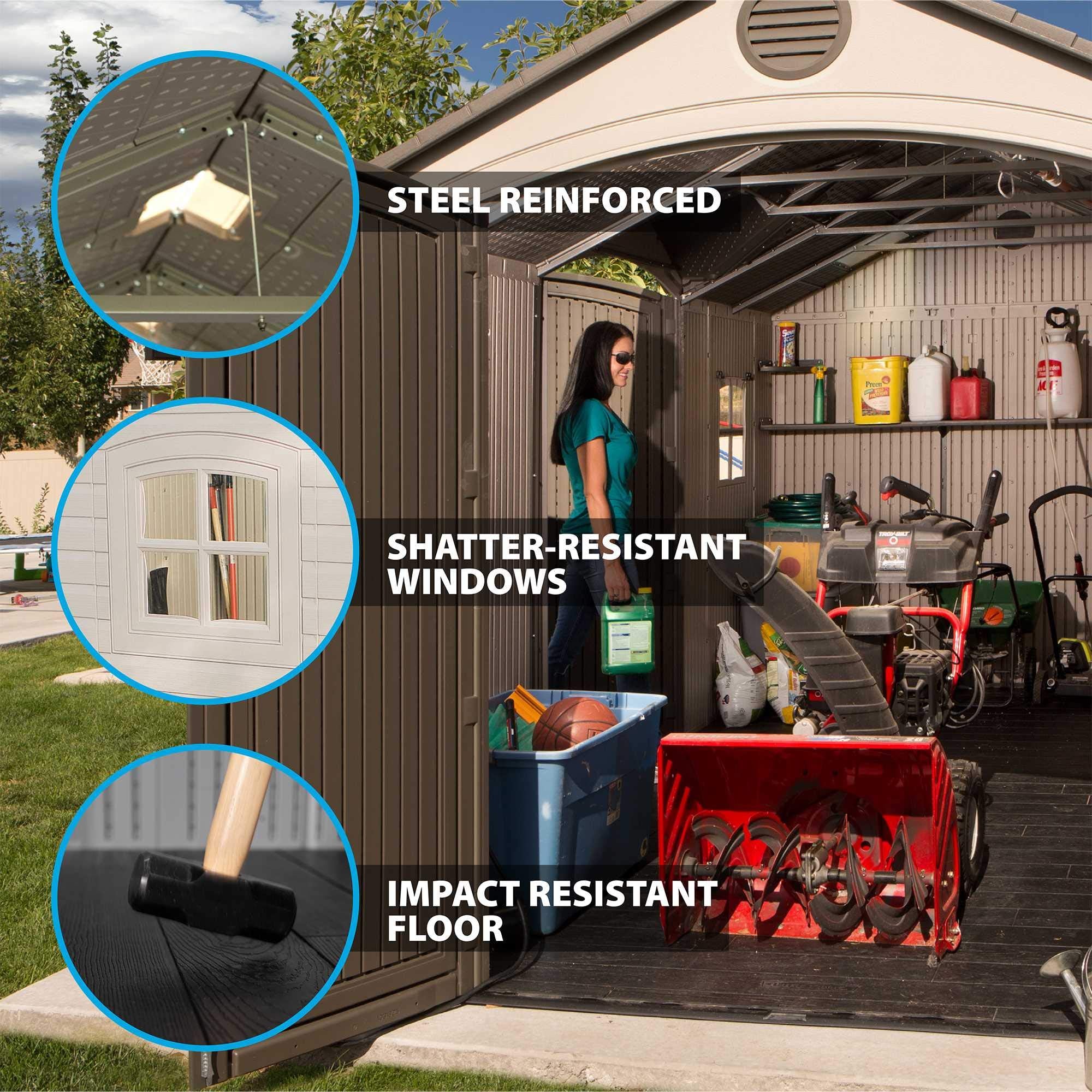 60079 Lifetime Outdoor Storage Shed Dual Entry, 15 x 8 ft, Desert Sand
