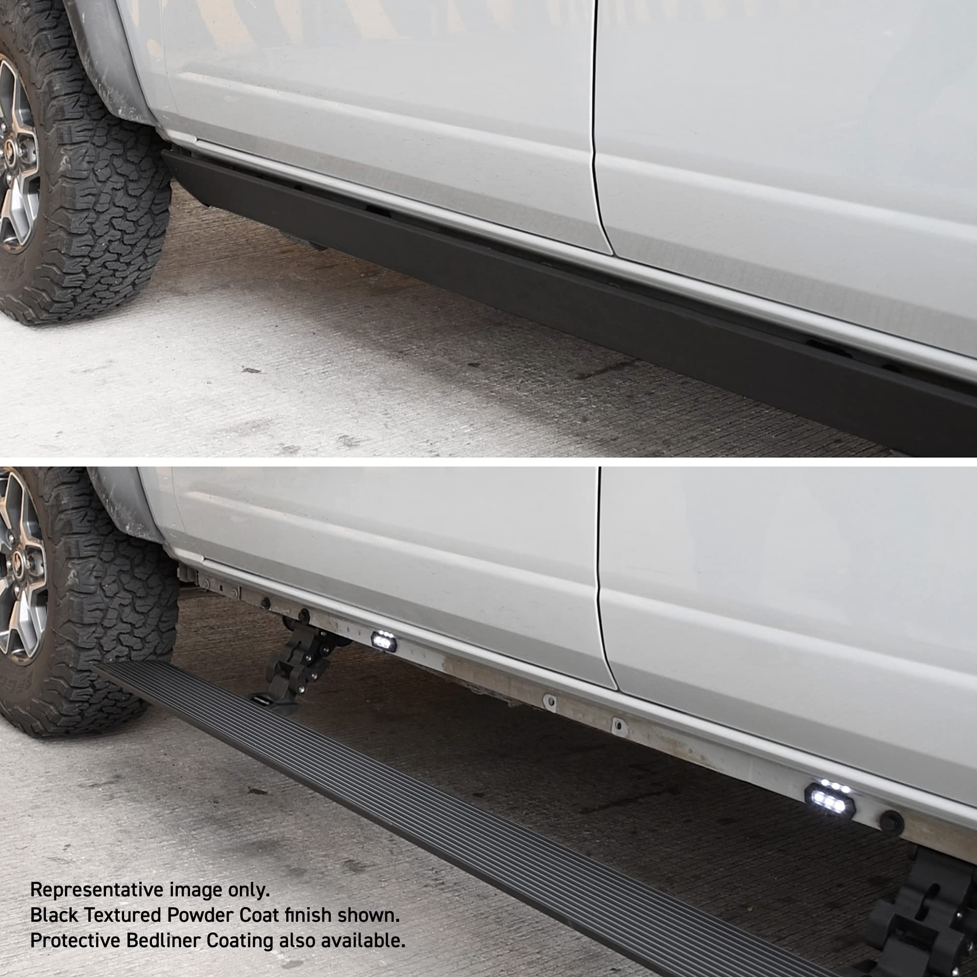 Volt Power Running Boards RealTruck for Toyota Tacoma (2024-2025) Double Cab | Aluminum, Protective Bedliner Coating | 20443273T | Electric Powerstep & Retractable Steps