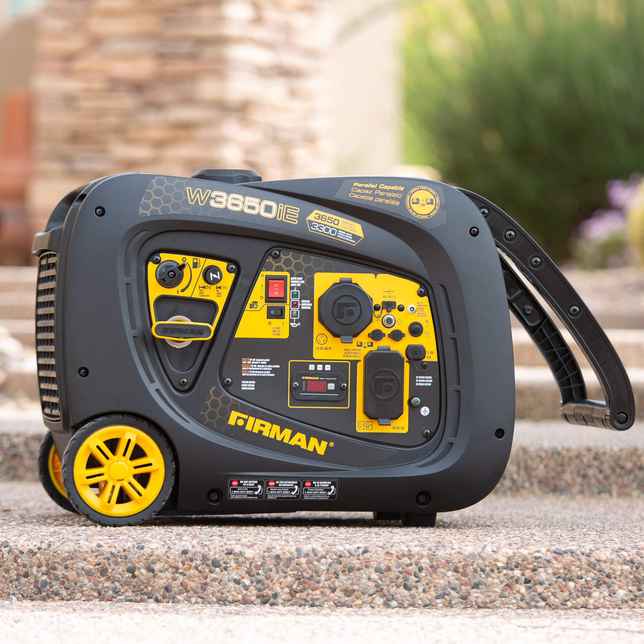W03382 Firman Inverter 3650/3300W Electric Start Gasoline Powered Parallel Ready Portable Generator Black