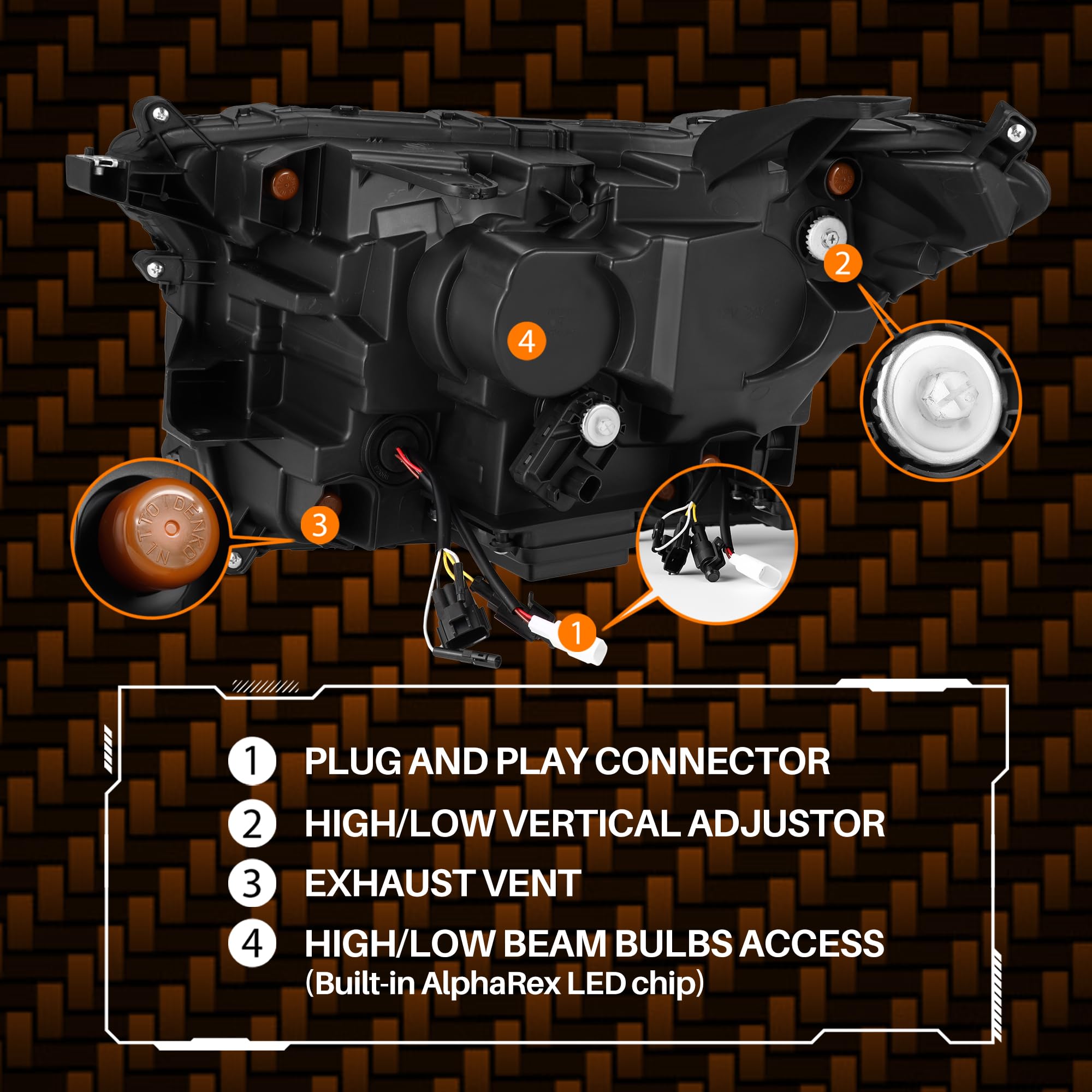 LED Projector Headlights AlphaRex for 24-25 Tacoma /25-up 4Runner OG-Style NOVA-Series Black