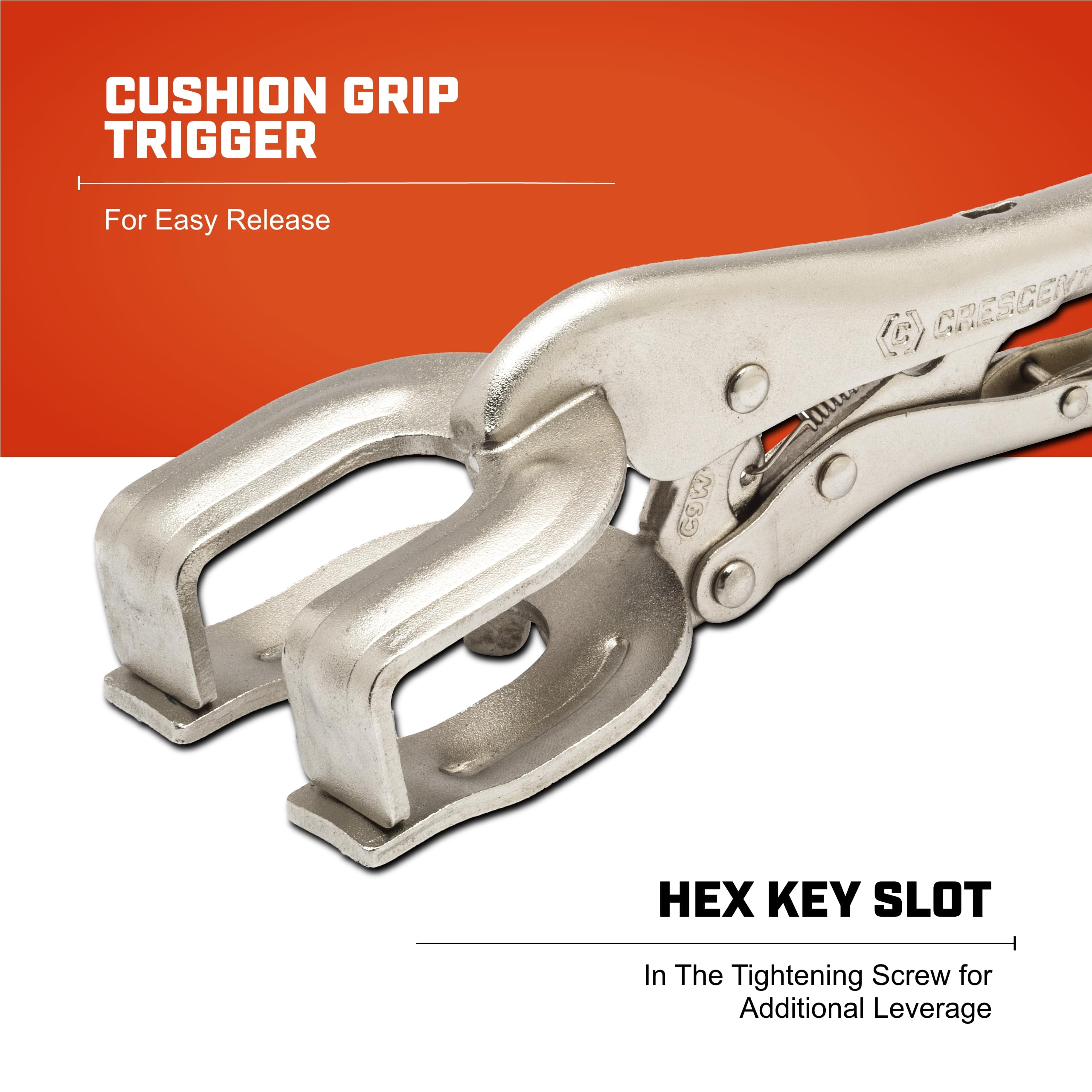 Locking Crescent Welding Clamp - Heavy-Duty Clamp for Metal Working with Hex Key Recess & Compound Action - C9WN - 9", Red