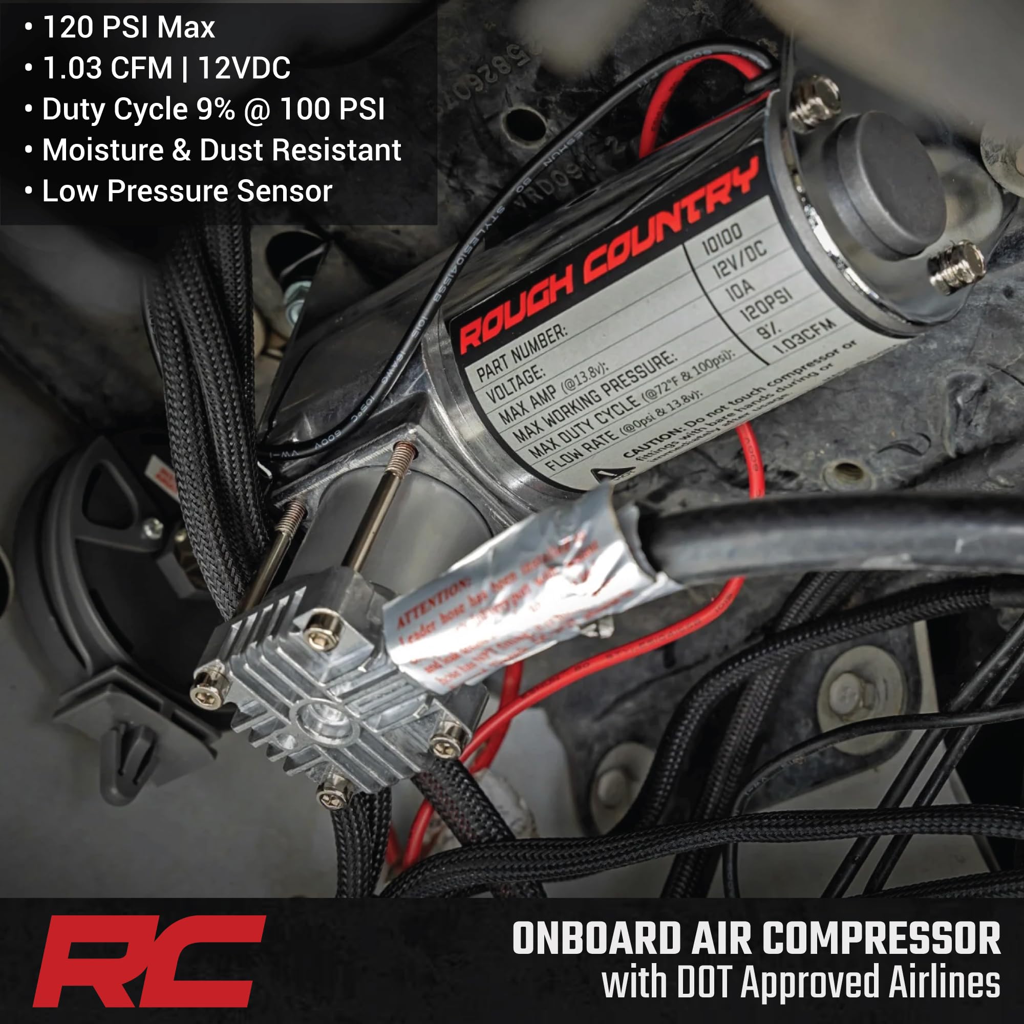 Rough Country Suspension Kit Air Bags with Compressor for Chevy Silverado & GMC Sierra 1500 (2019-2026) - Airbags for Trucks w/Stock Lift