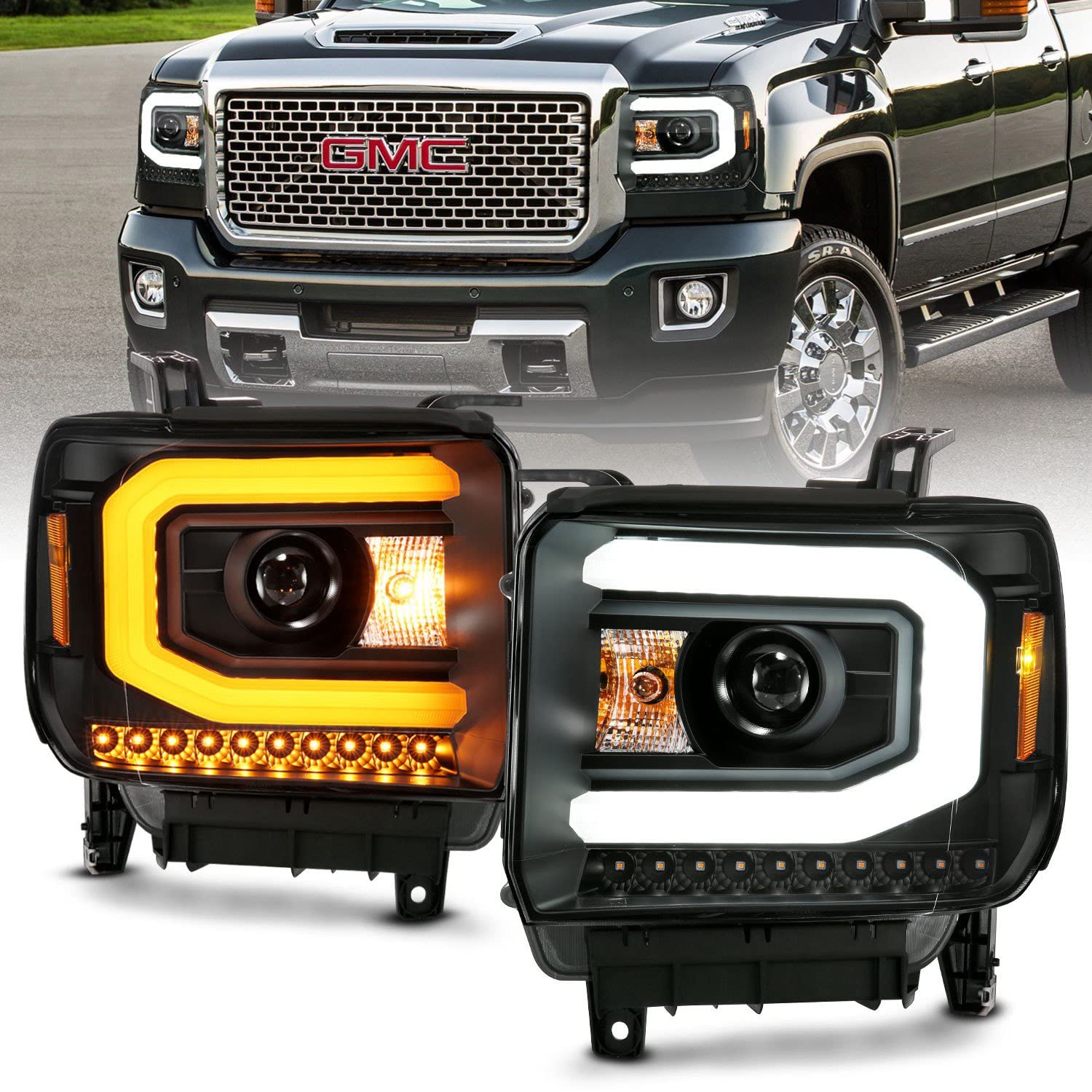 Projector Headlamps ANZO USA Fits GMC Sierra 1500 111487