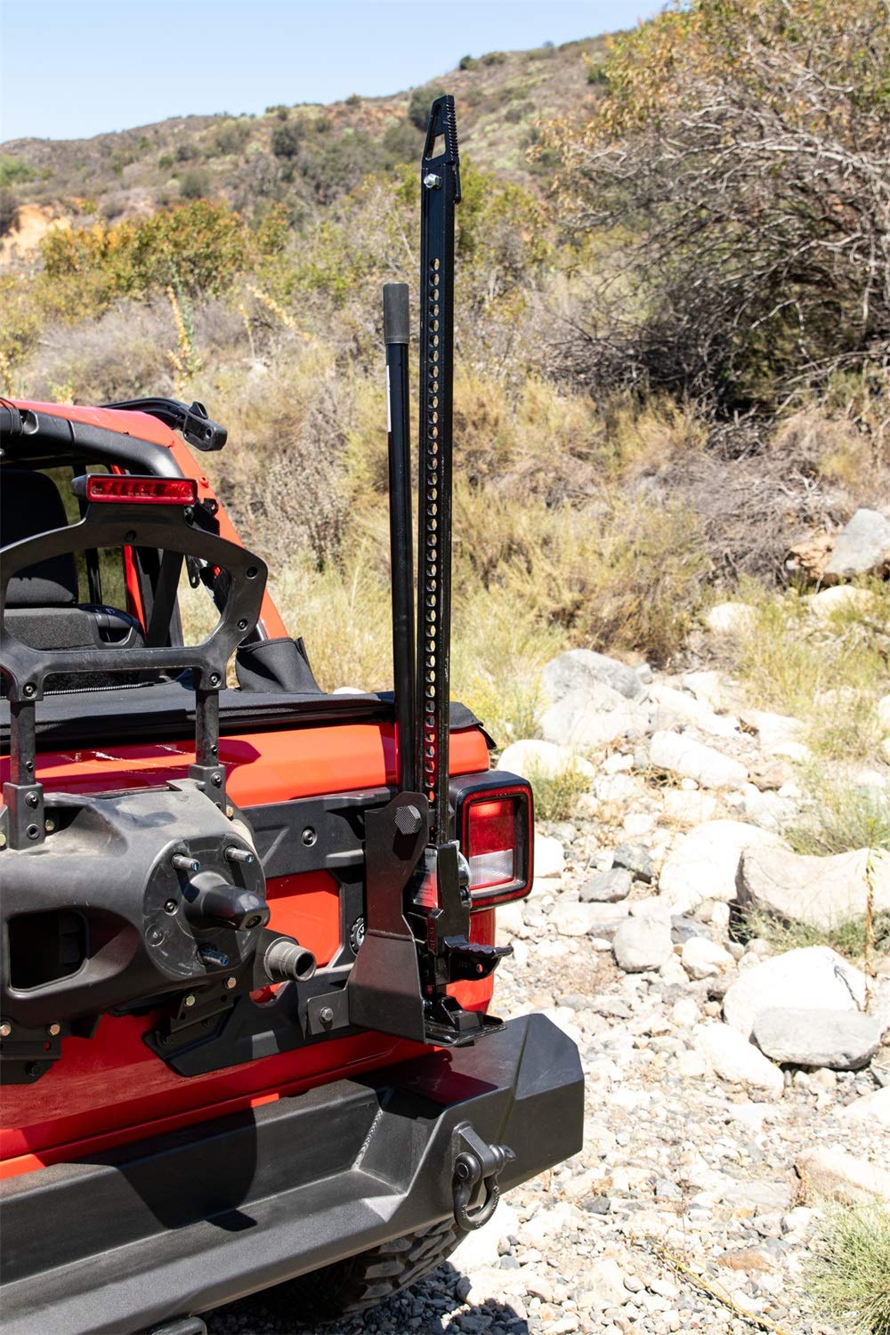 Off-Road Jack Mount RAMPAGE PRODUCTS for Jeep Wrangler JK/JL | Black, Compatible with a Variety of Aftermarket Jacks | 86690 | Fits 2007-2018 Jeep Wrangler JK / 2018-2025 Jeep Wrangler JL