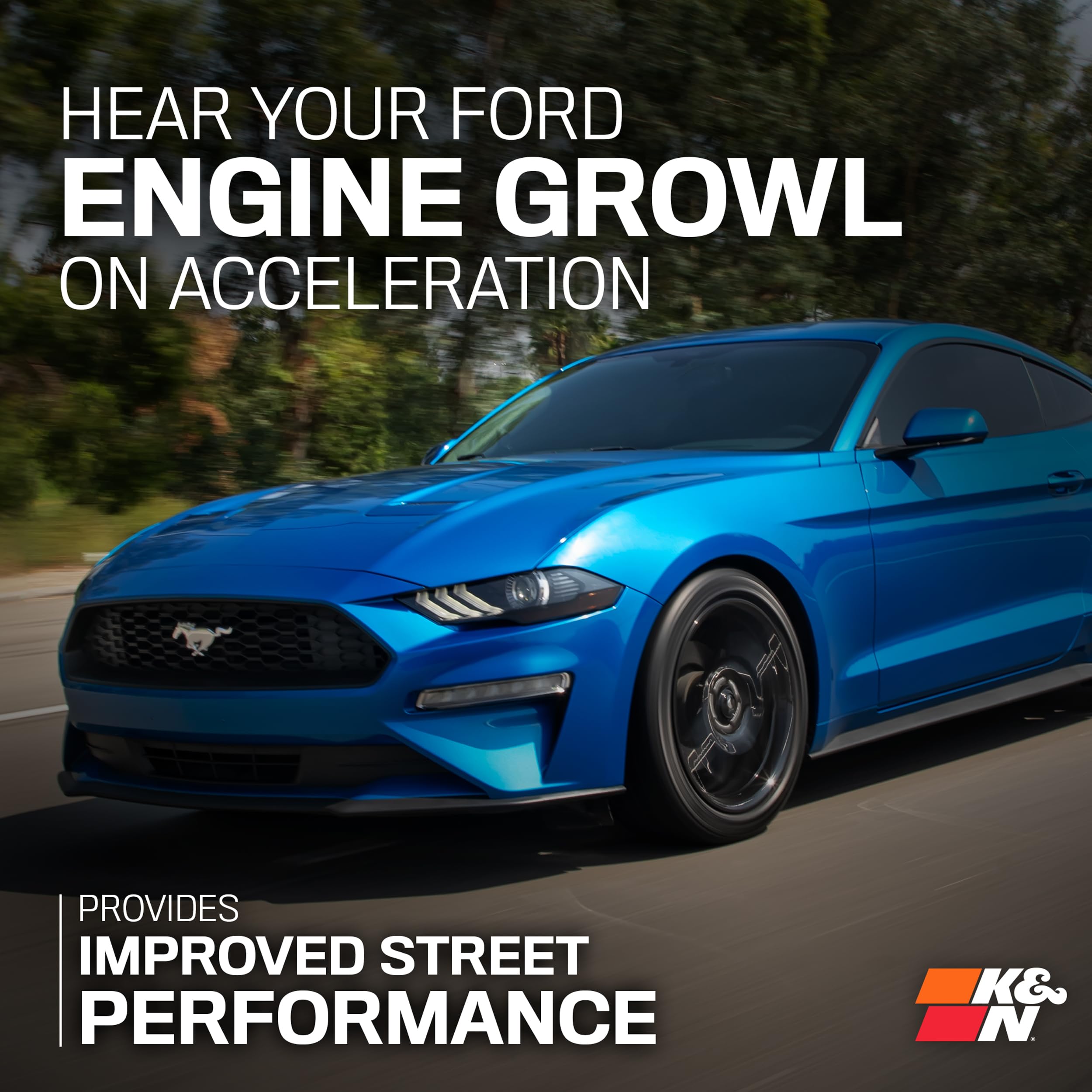 Cold Air Intake System K&N: High-Flow Air Filter, Increase Performance & Acceleration: Compatible with 2024-2025 Ford: Mustang, 63-2627