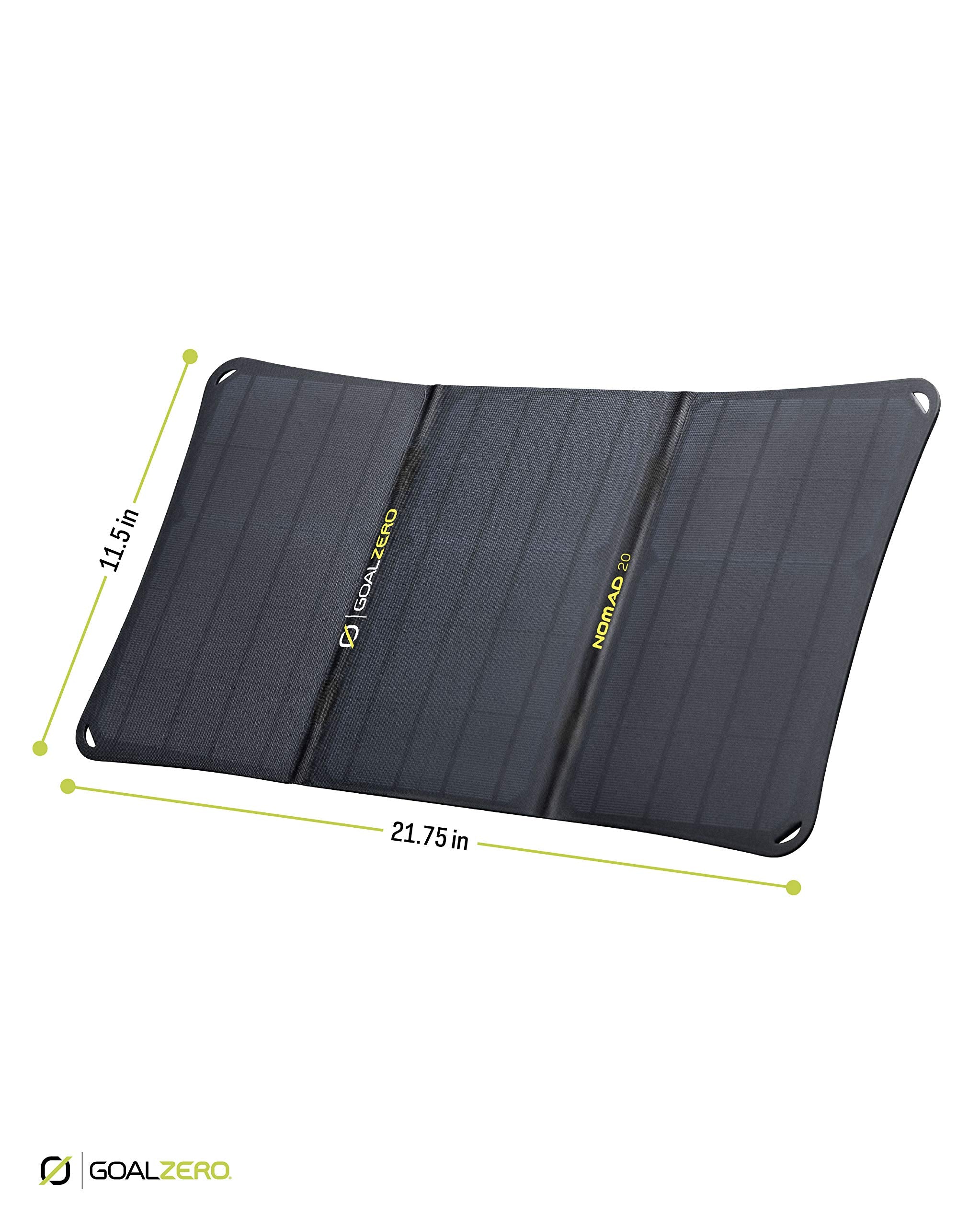 Goal Zero 20 Nomad, Foldable Monocrystalline 20 Watt Solar Panel with 8mm + USB Port, Portable Solar Panel Charger. Lightweight 18-22V 20W Solar Panel Charger with Adjustable Kickstand