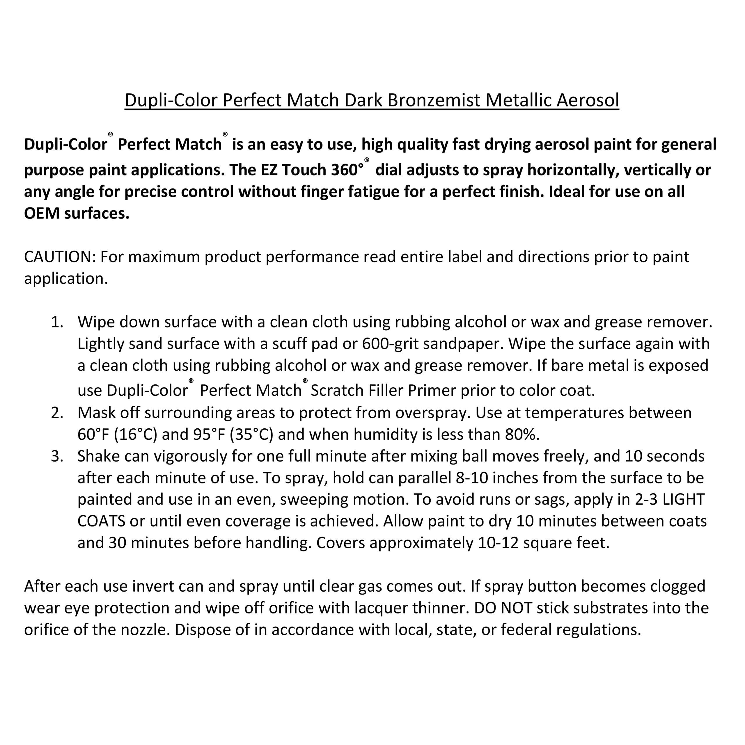 Perfect Match Dupli-Color Automotive Spray Paint – General Motors Dark Bronzemist Metallic, 76 WA528F – 8 oz. Aerosol Can