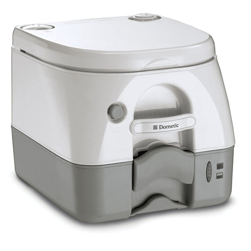 Portable Toilet Dometic 301097406 2.6 Gallon w/Stainless Steel Hold-Down Brackets, Gray