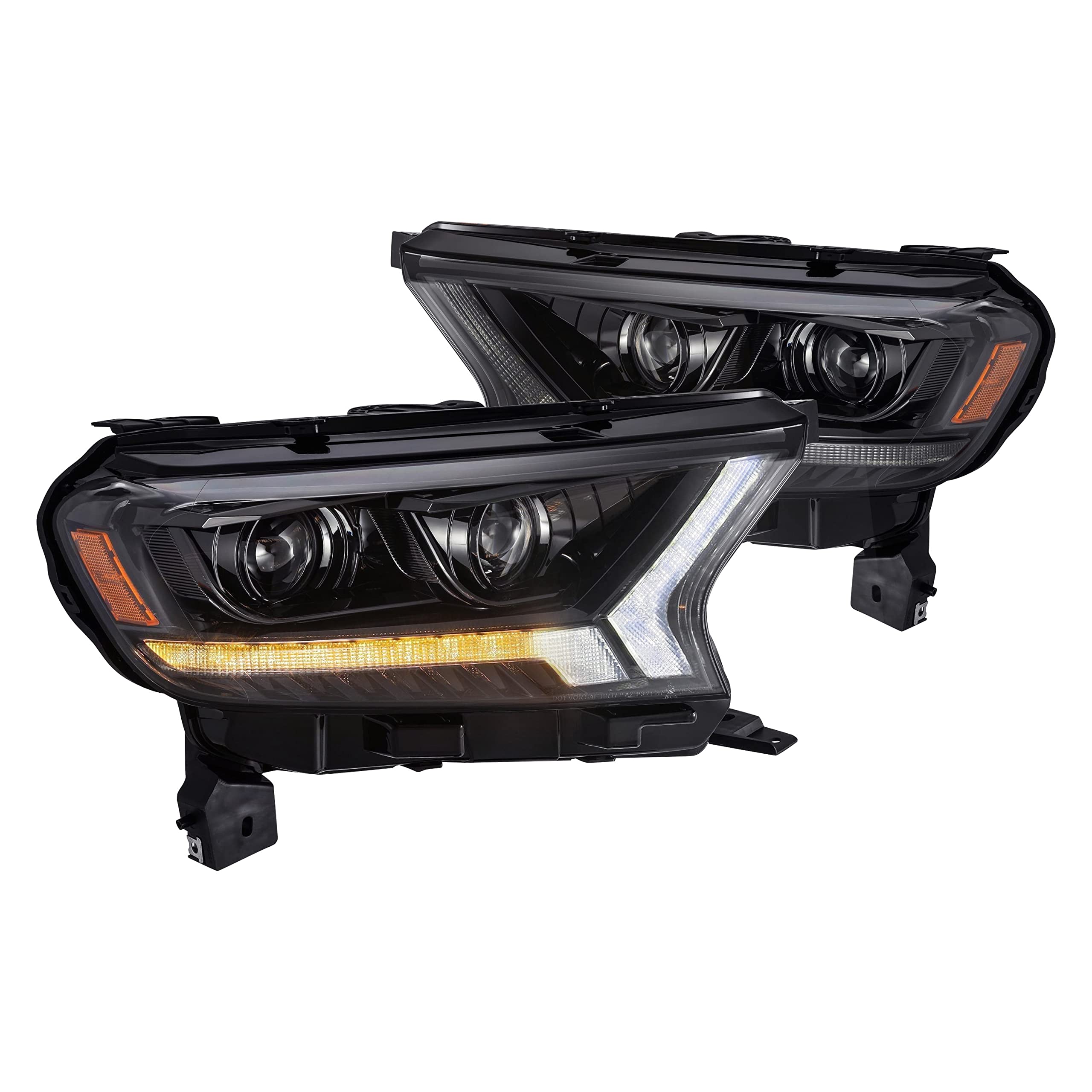 2019+ Ford Ranger AlphaRex (880119) Pro-Series Proj Headlights Plank Style Alpha Black w/Seq Signal/DRL