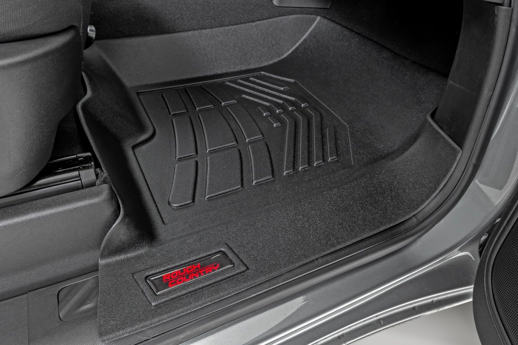 Sure-Fit Rough Country Floor Mats for Chevy Silverado & GMC Sierra 1500/2500HD/3500HD (2019-2025) Crew Cab with Bucket Seats, Front & Rear Set