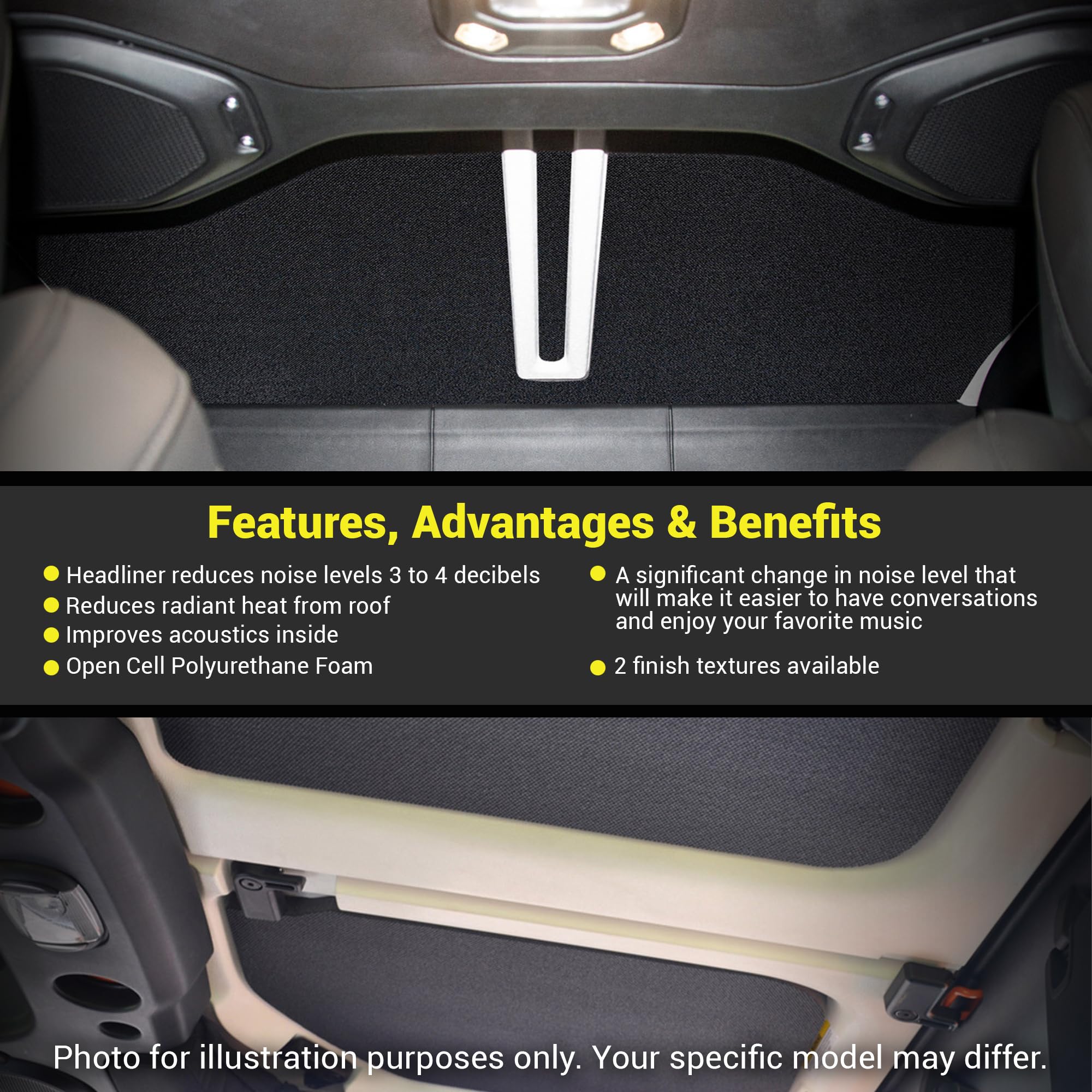 Sound Deadening and Insulating Headliner Kit DESIGN ENGINEERING Compatible with Jeep Gladiator JT (2020-up) - Max Insulation Headliner Sound Deadener Accessories