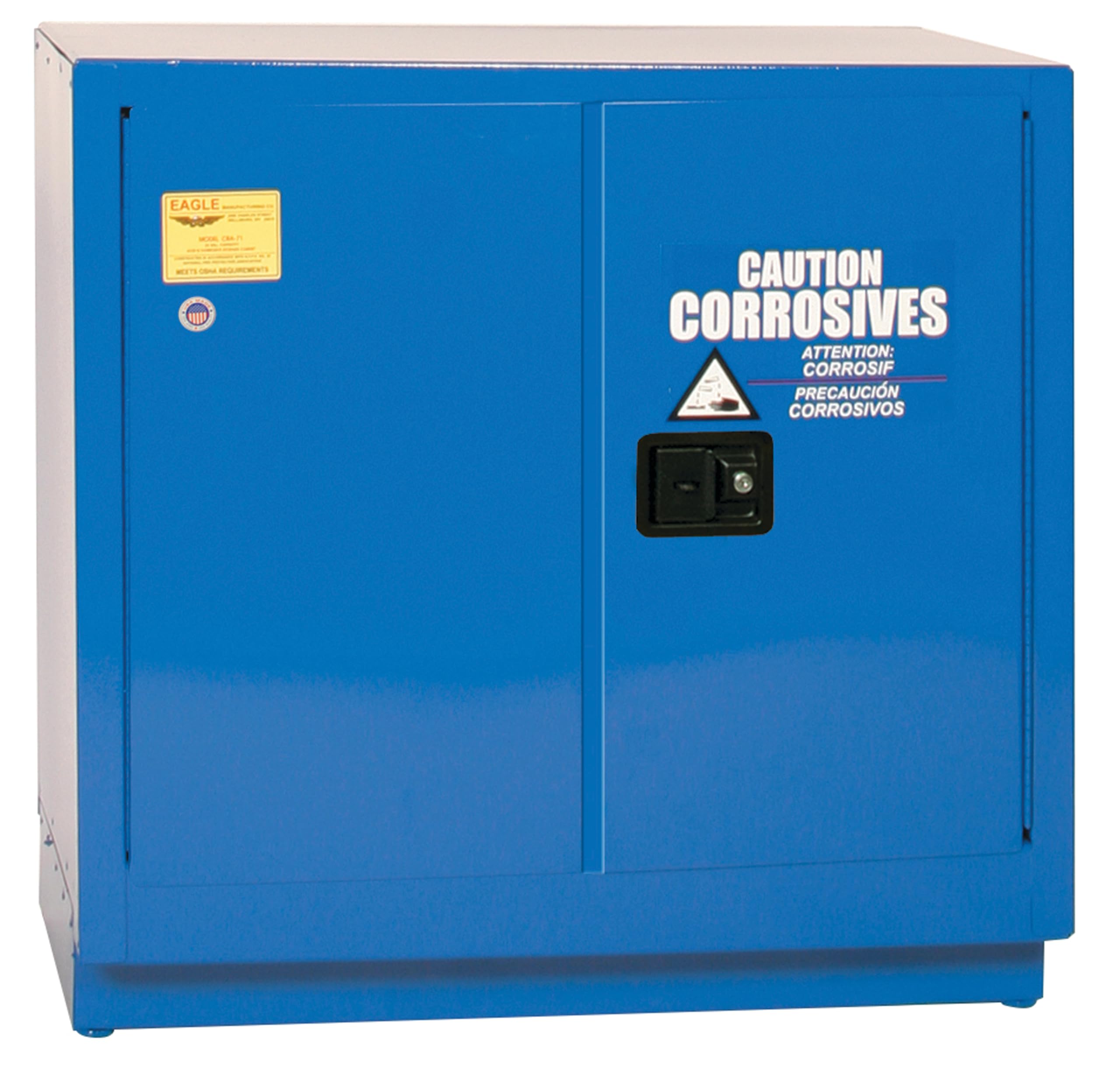 Eagle 22 Gallon Metal Acid and Corrosive Under Counter Safety Cabinet, 1 Shelf, 2 Manual Closing-Doors, Manual, Made in The USA, Blue, CRA71X