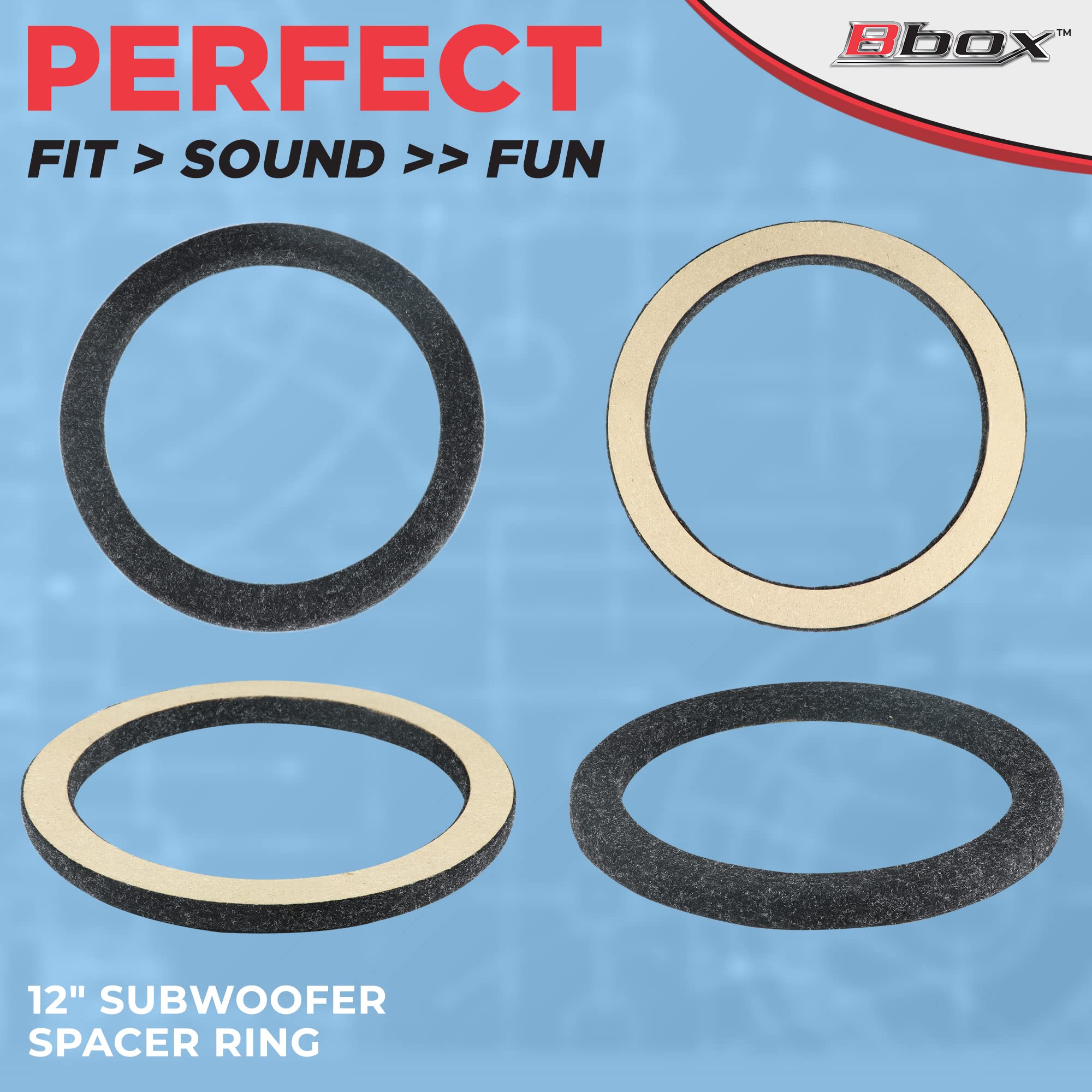 Atrend MDF Constructed Universal Spacer for 12 Inch Speaker or Sub - Adds 3/4" To Depth - Premium Subwoofer Spacer Improves Sound, Audio Quality & Bass - Multiple Usage - Charcoal