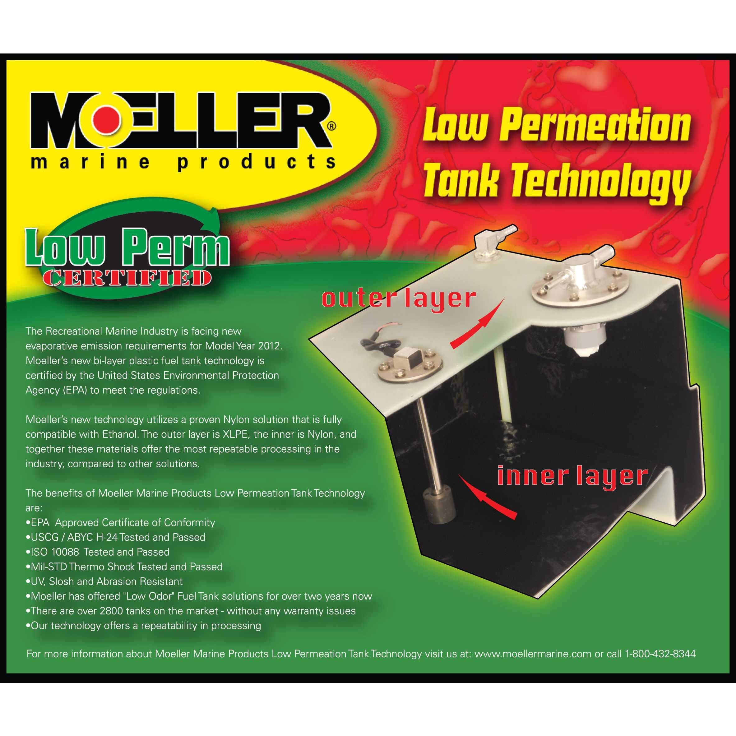 Moeller Below Deck Marine Permanent Fuel Tank (19-Gallon, 47" x 10.25" x 10.19")