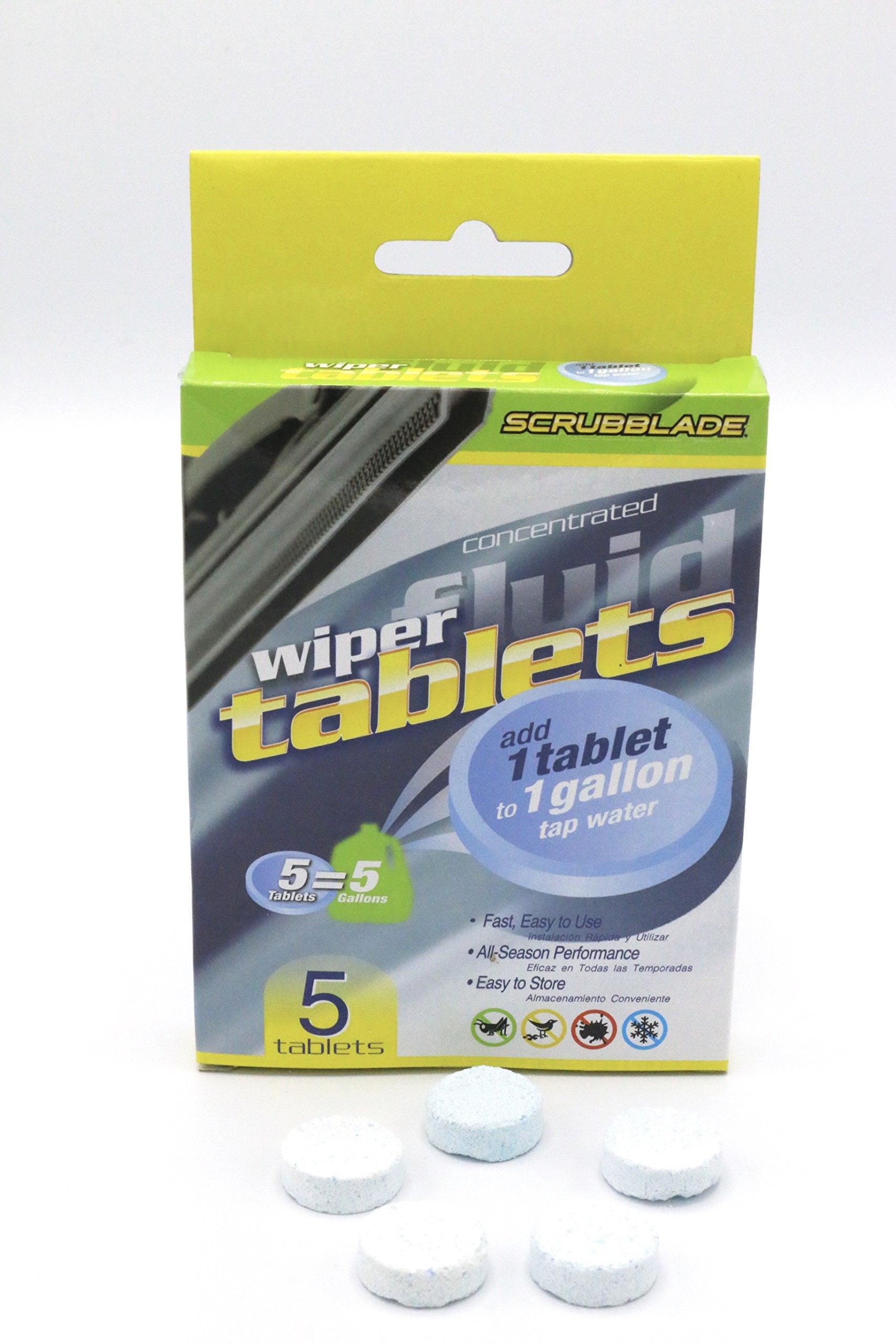 Windshield Wiper Fluid Tablets Scrubblade, Instant Car Windshield Cleaner, Window Glass Cleaner, 5-Pack