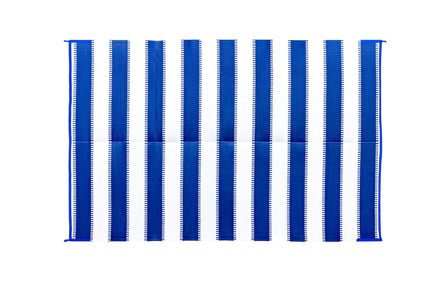 Awning Camco Leisure Mat-Blue Stripe 6' X 9'