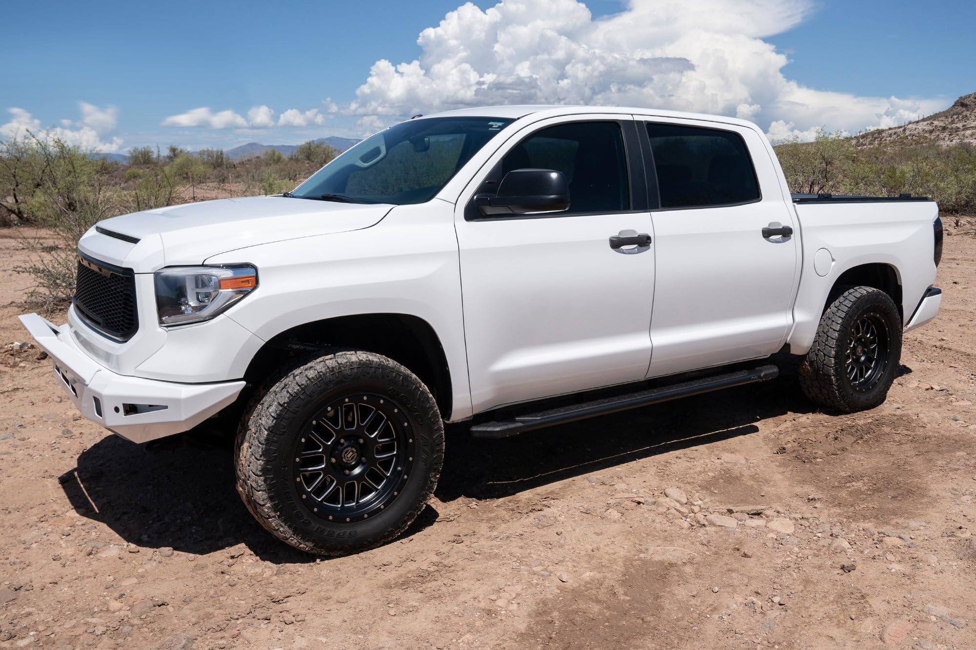Raptor Series Steps Running Boards 5in Treadsteps Black Aluminum Compatible with 07-21 Tundra CrewMax